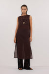KAI BURNT CHOC SLEEVELESS RAMIE TUNIC TOP