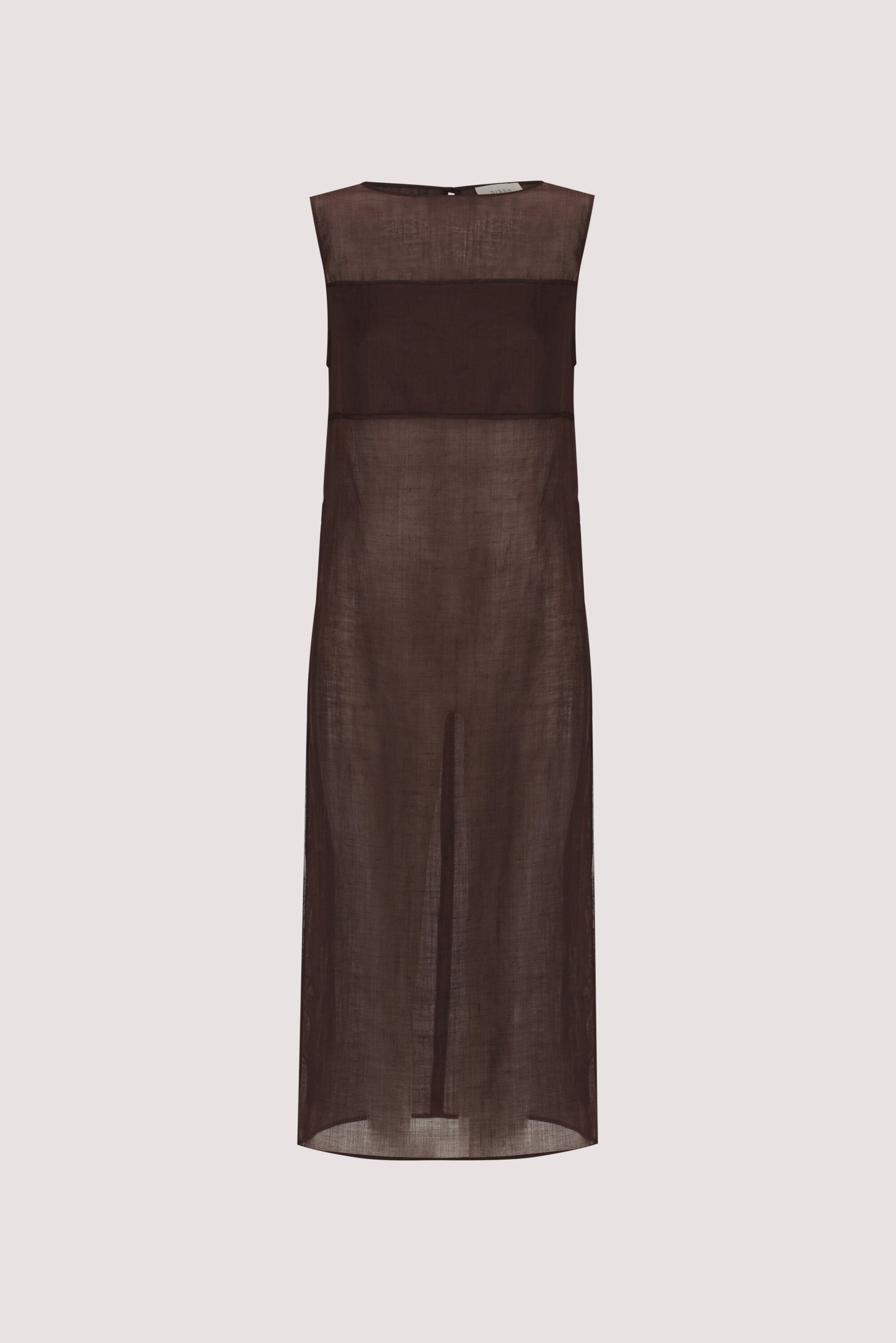 KAI BURNT CHOC SLEEVELESS RAMIE TUNIC TOP
