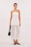 AGNES WHITE STRAPLESS CROCHET MAXI DRESS