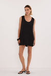 LELA BLACK SLEEVELESS LINEN MINI DRESS