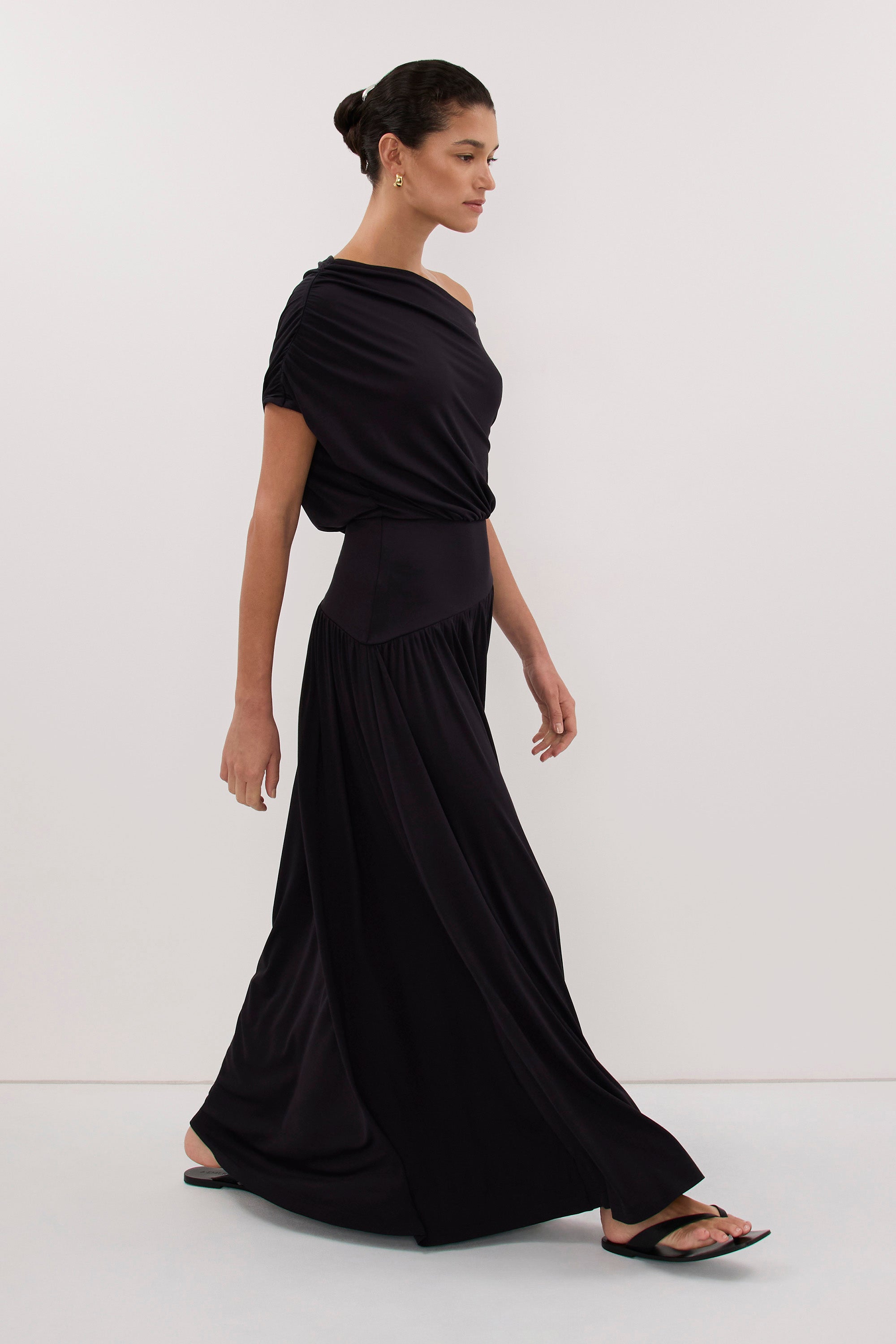 ELSIE BLACK MODAL ASYM MAXI DRESS