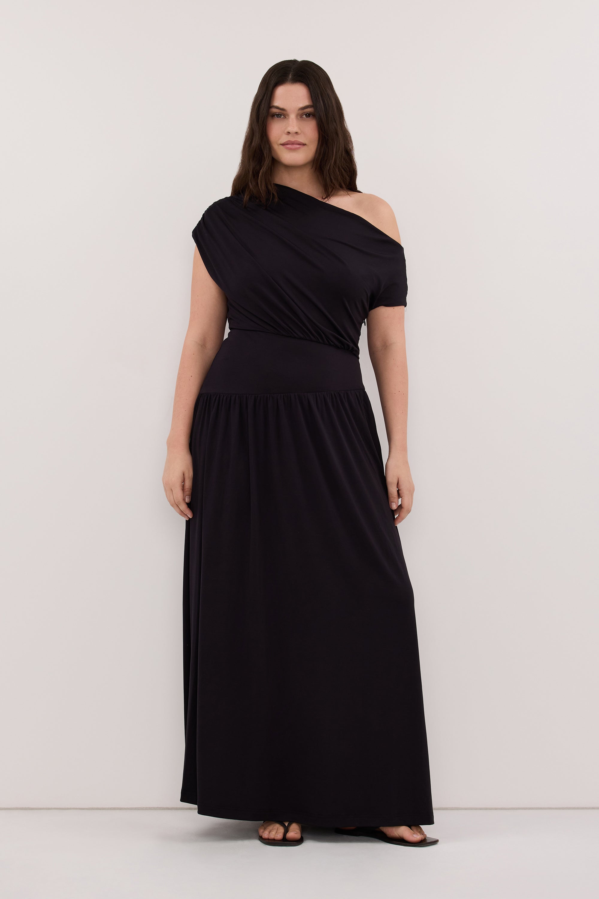 ELSIE BLACK MODAL ASYM MAXI DRESS