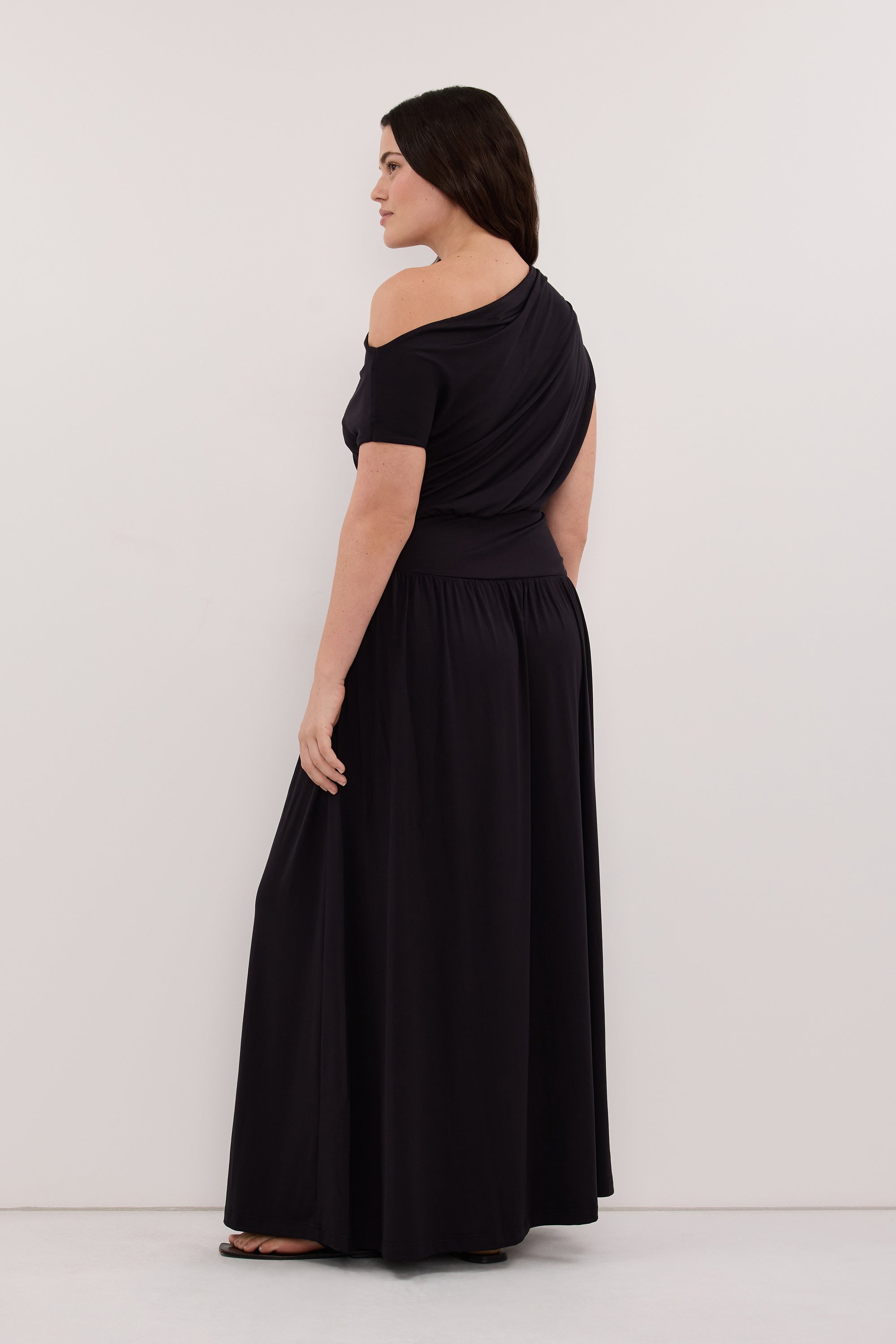 ELSIE BLACK MODAL ASYM MAXI DRESS