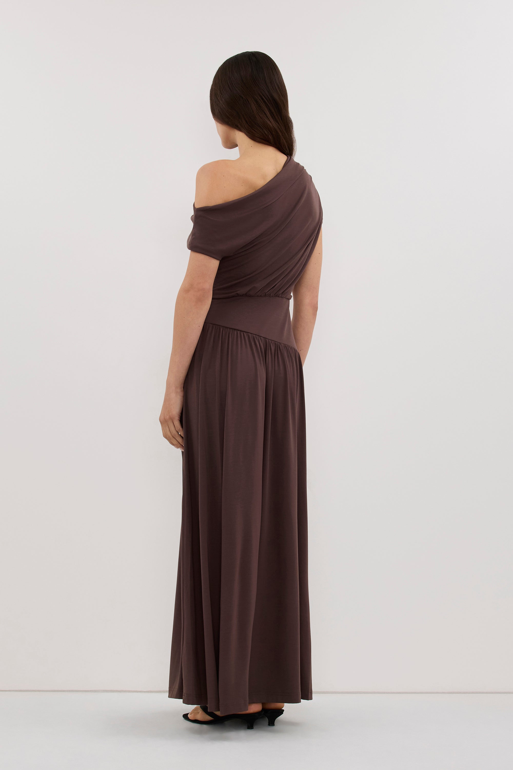 ELSIE CHOC MODAL ASYM MAXI DRESS