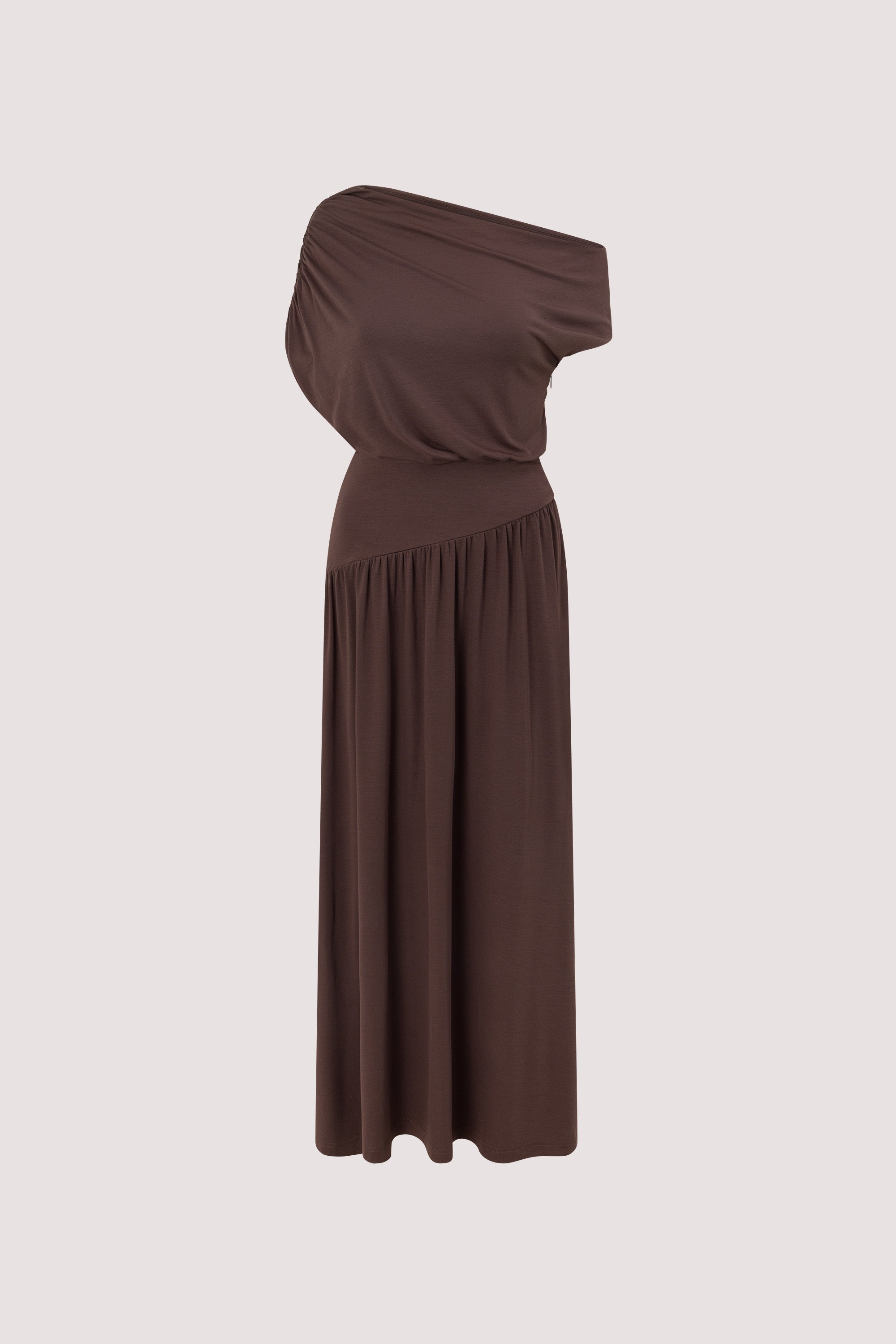 ELSIE CHOC MODAL ASYM MAXI DRESS