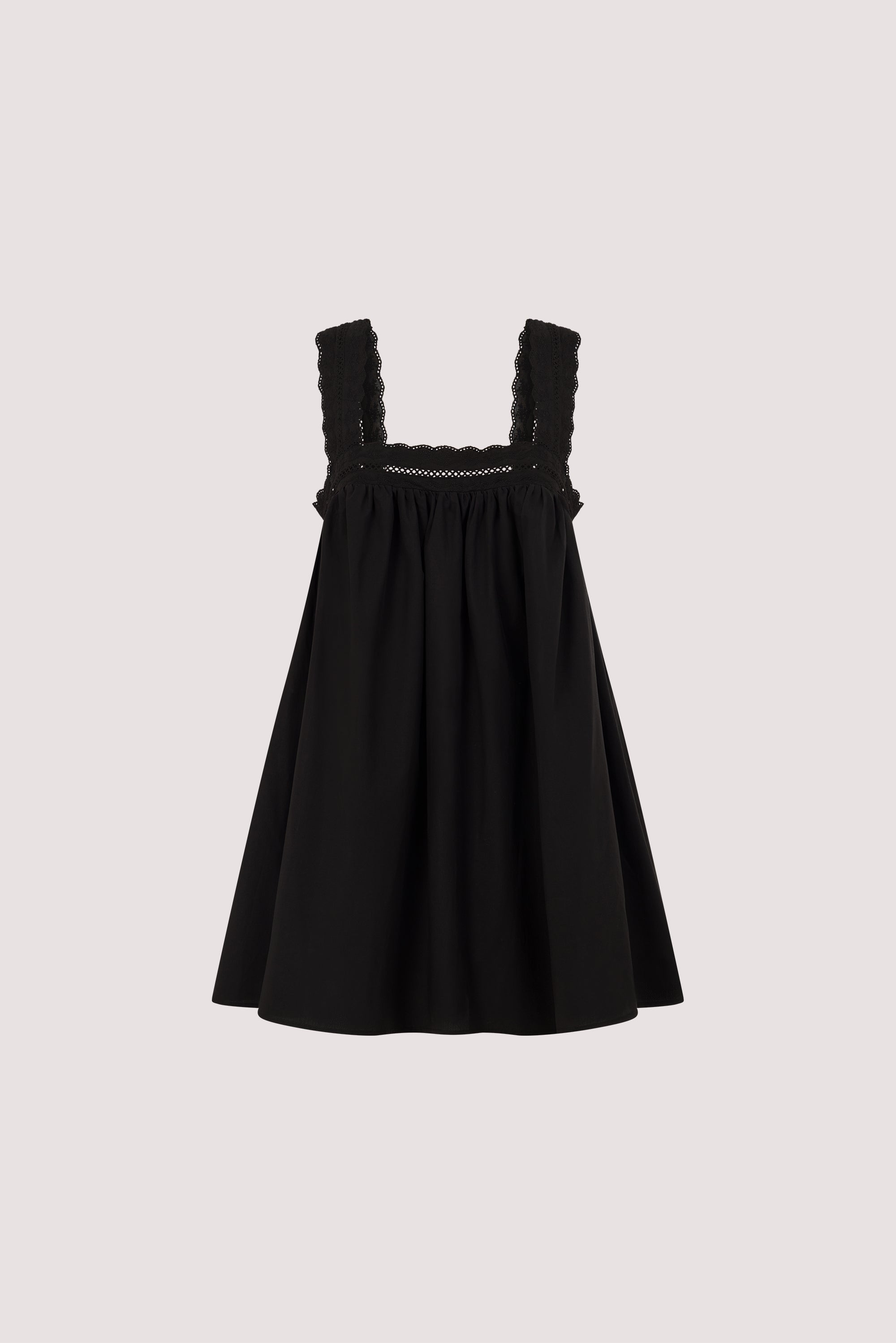 MIRANDA BLACK LACE TRIM MINI DRESS