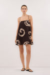 AURA DARK CHOC TIEDYE RAMIE MINI DRESS