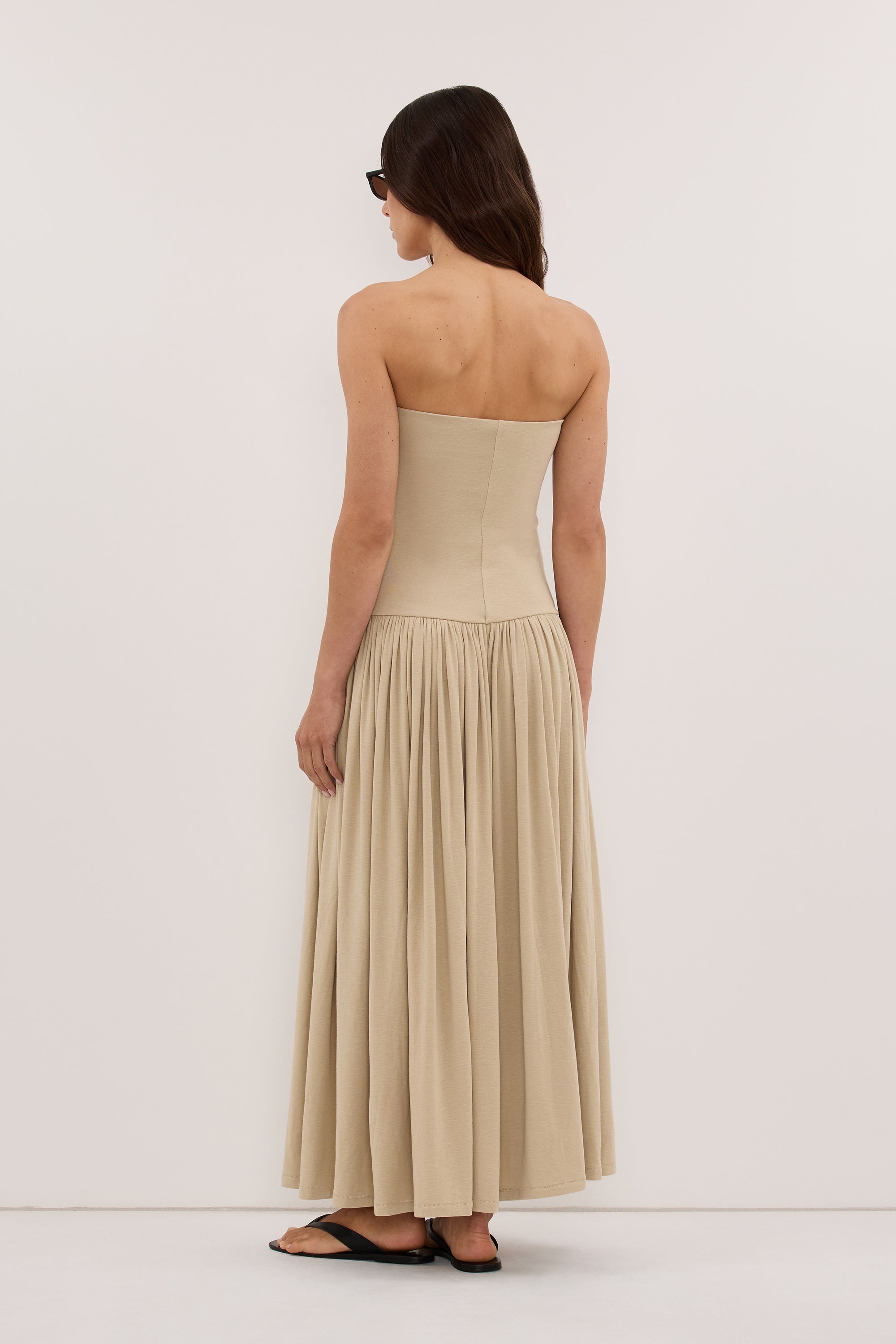 AVEN ELM SAGE BANDEAU MAXI DRESS