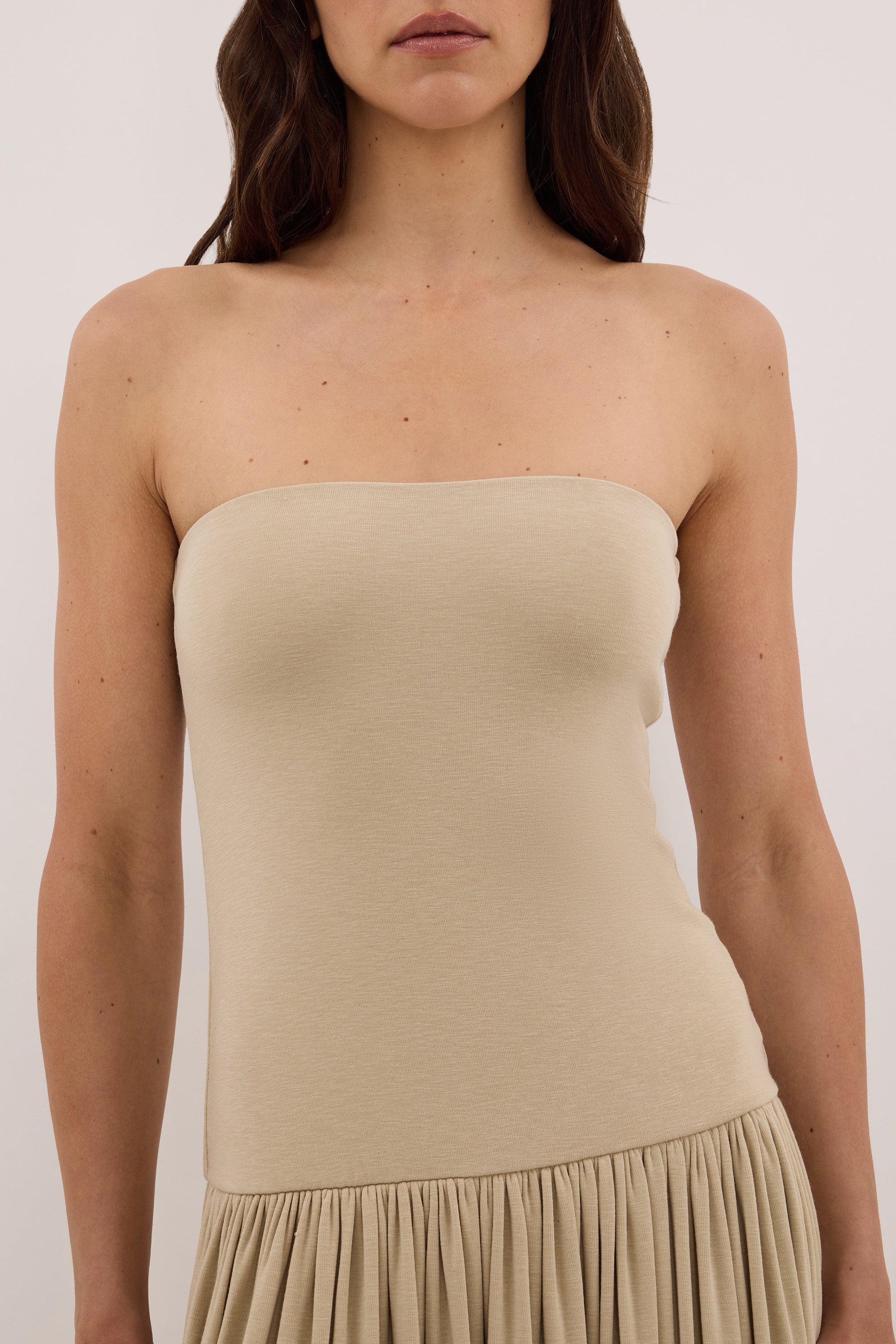 AVEN ELM SAGE BANDEAU MAXI DRESS