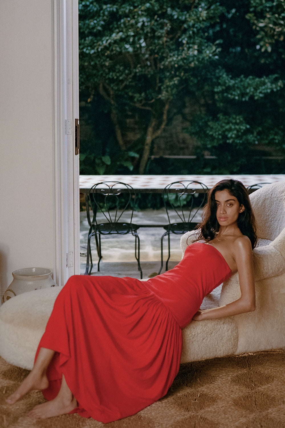 AVEN RED BANDEAU MAXI DRESS - PRE ORDER