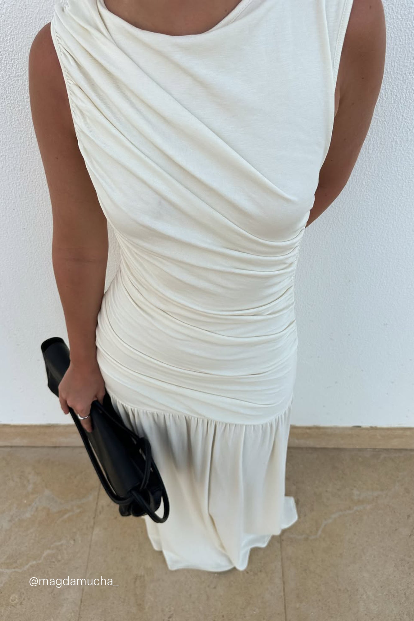 LOLA CREAM RUCHED MAXI DRESS