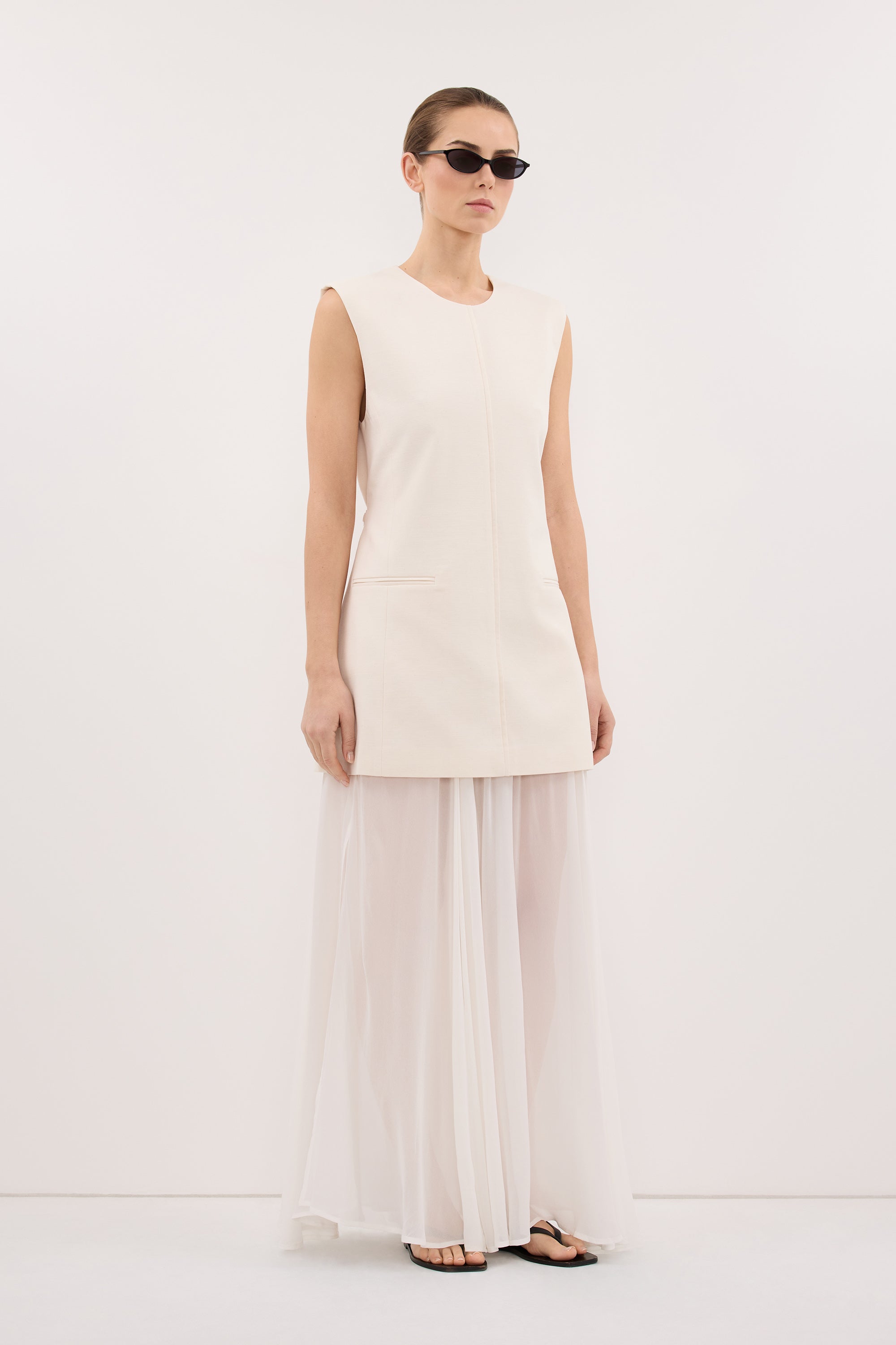 CAMILLE CREAM TWILL MINI DRESS