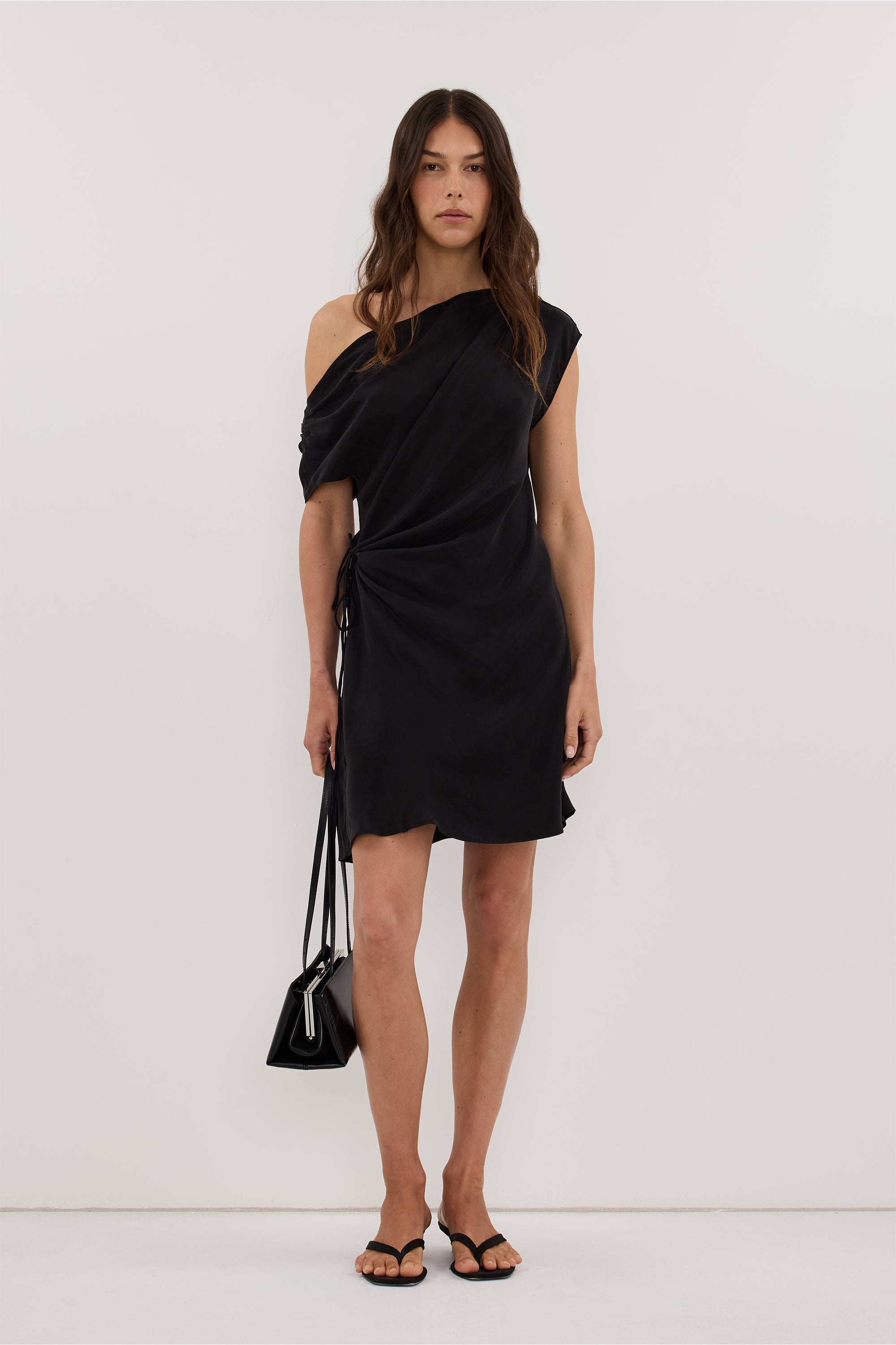 BLAISE BLACK CUPRO MINI DRESS