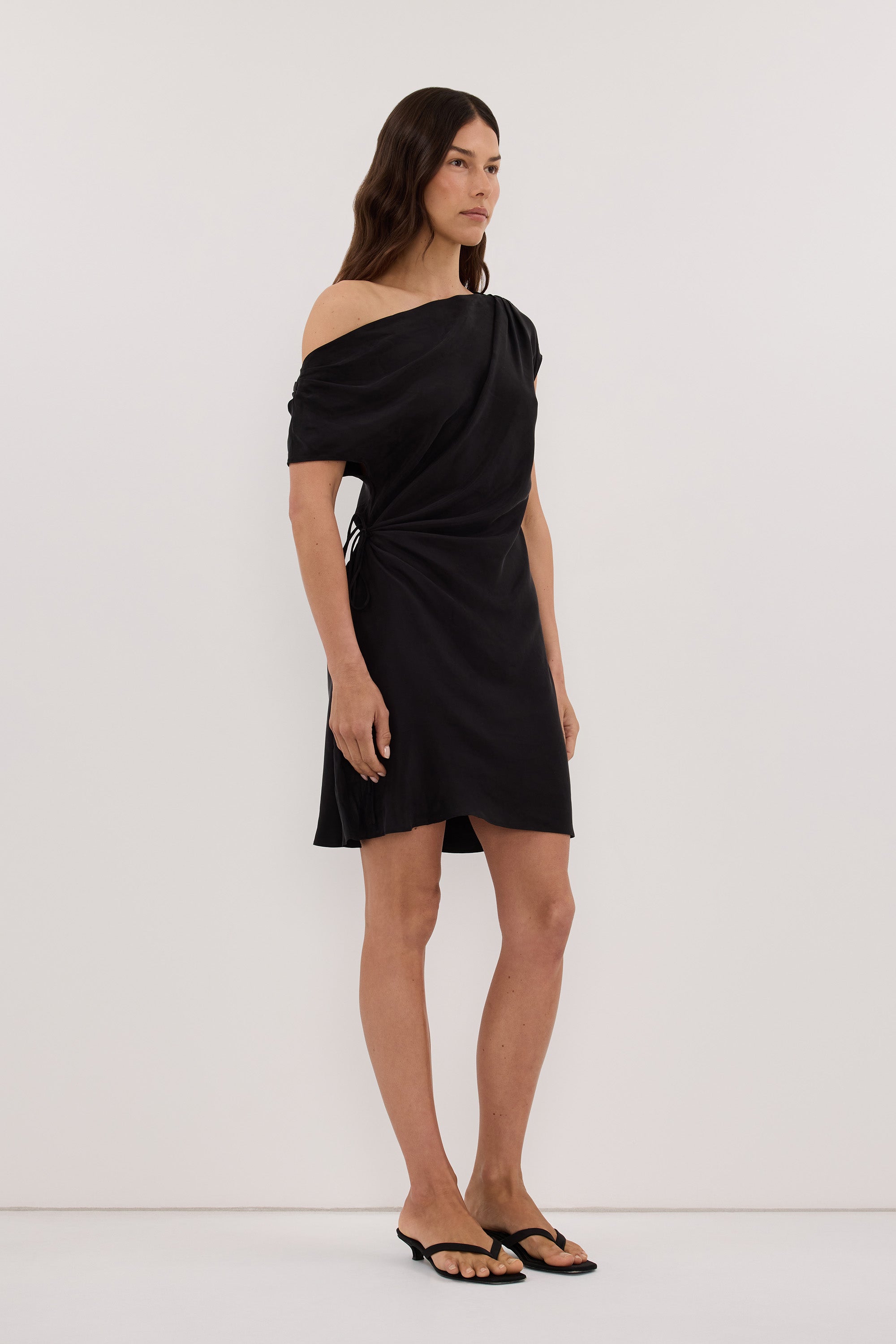 BLAISE BLACK CUPRO MINI DRESS