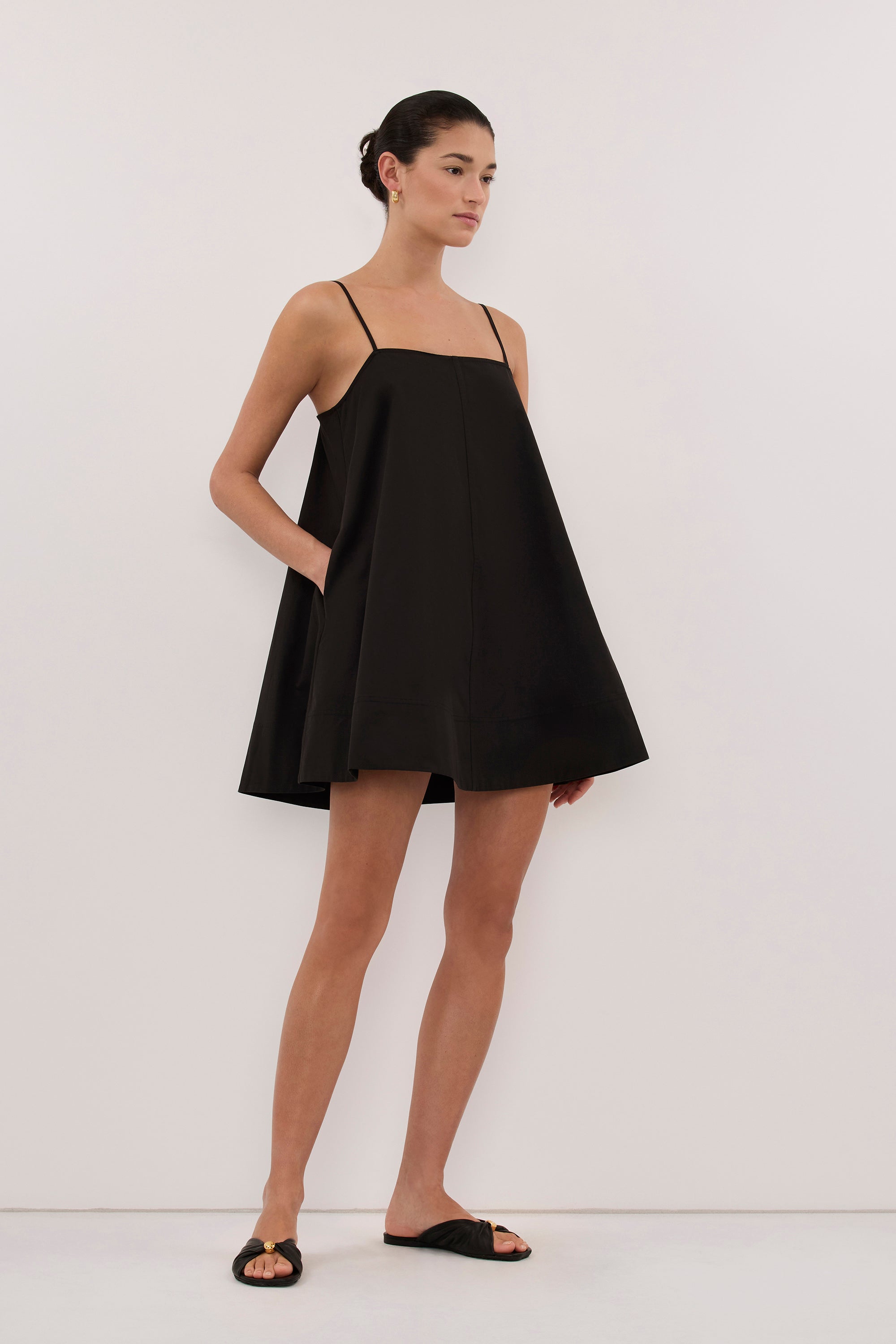 DANI BLACK COTTON MINI DRESS