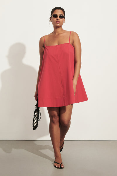 Amanda wearing DANI RED COTTON MINI DRESS