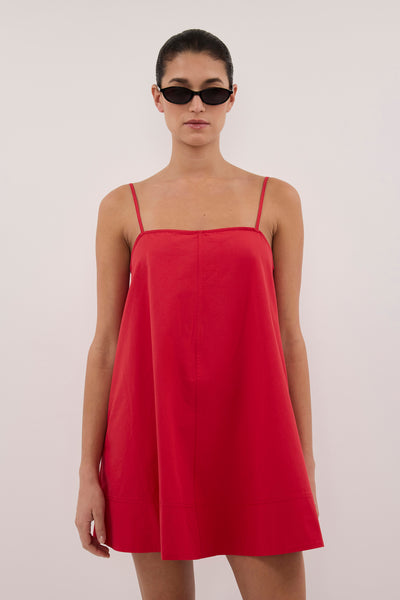 Aude wearing DANI RED COTTON MINI DRESS