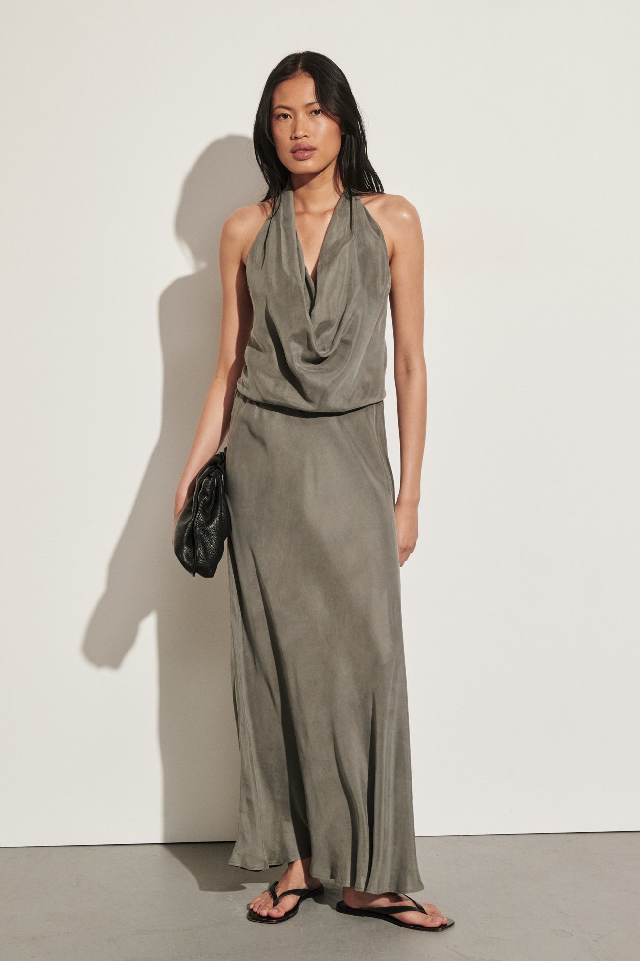 ADELE STEEL GREY CUPRO MIDI DRESS