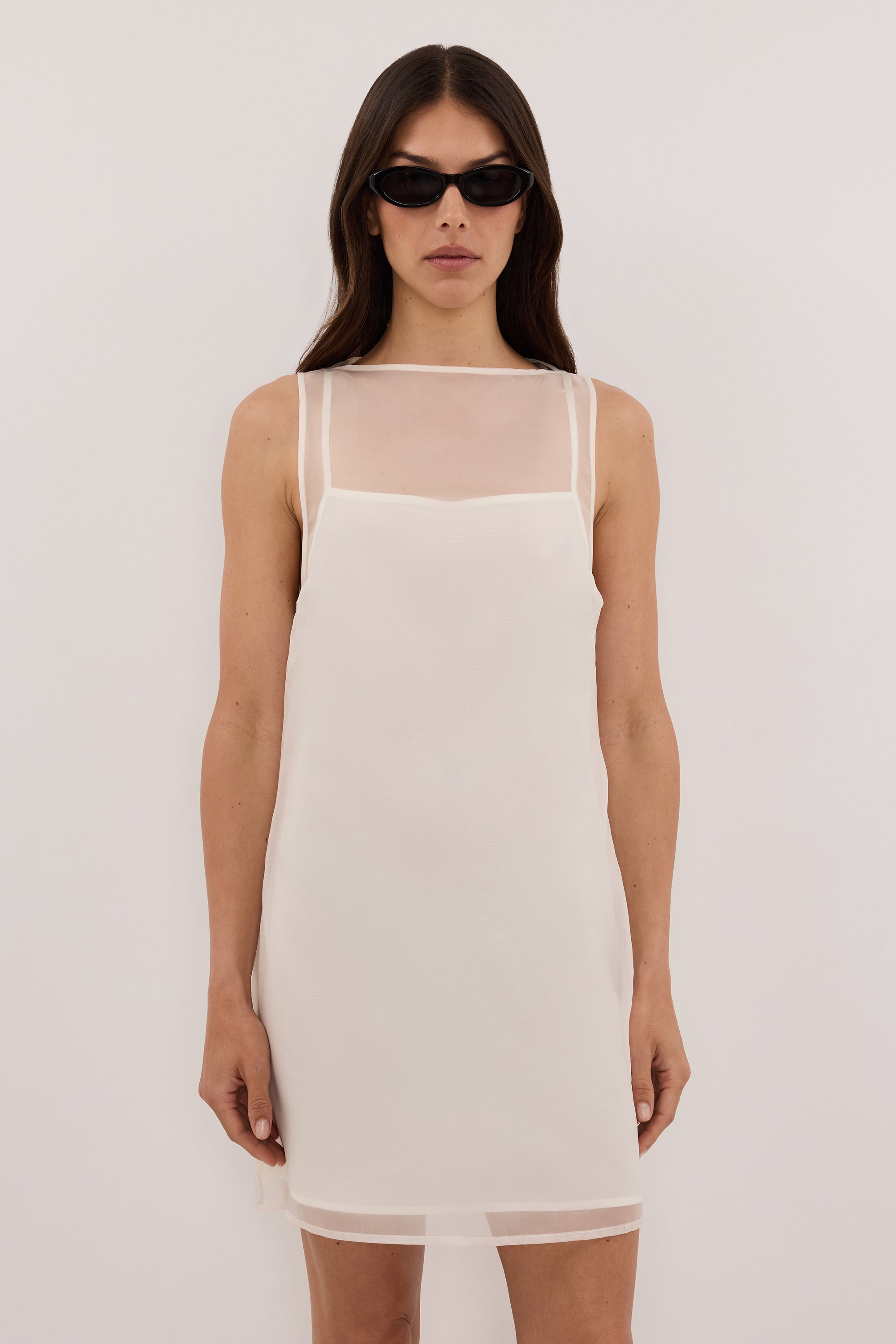 SIAN IVORY SILK ORGANZA MINI DRESS