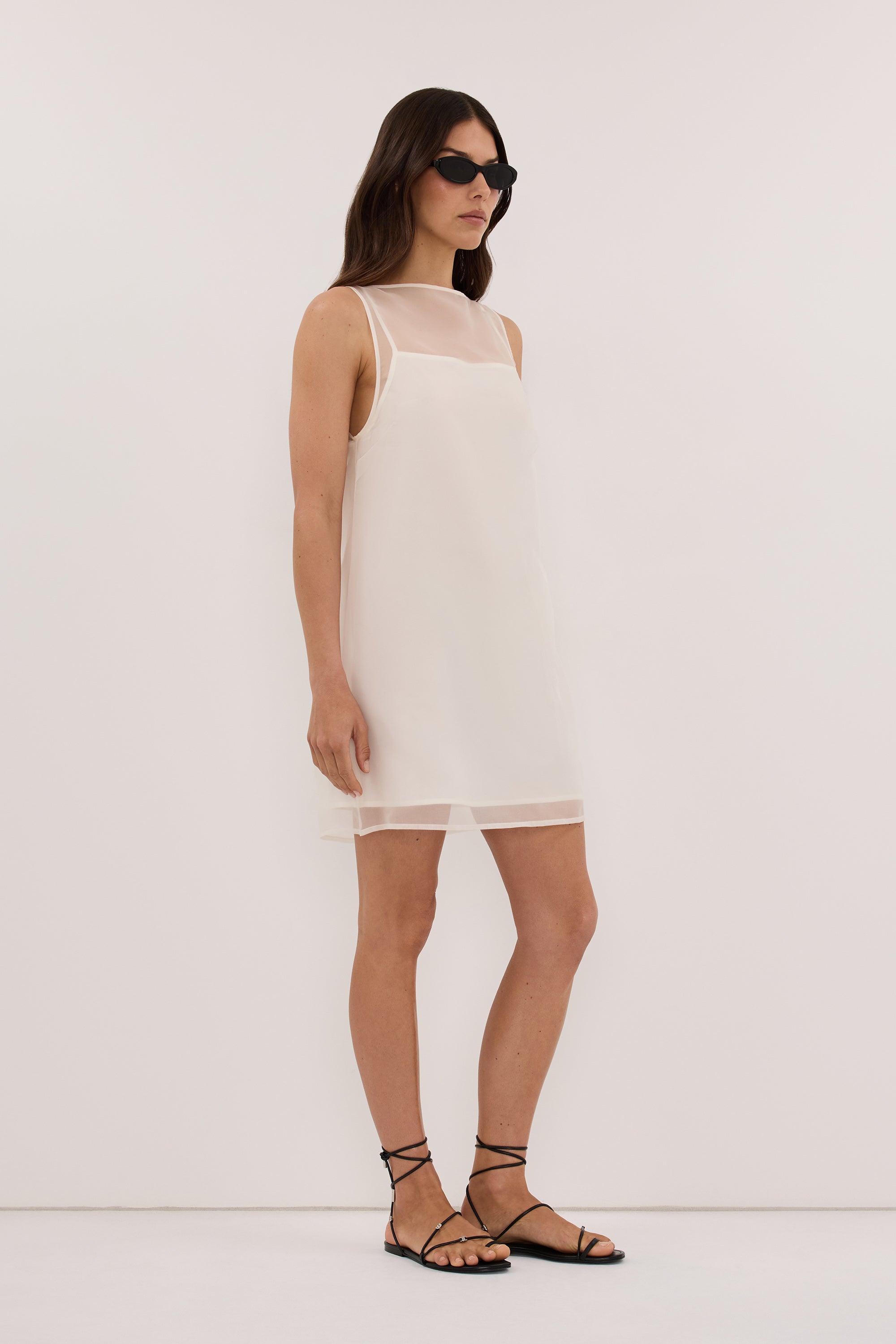 SIAN IVORY SILK ORGANZA MINI DRESS