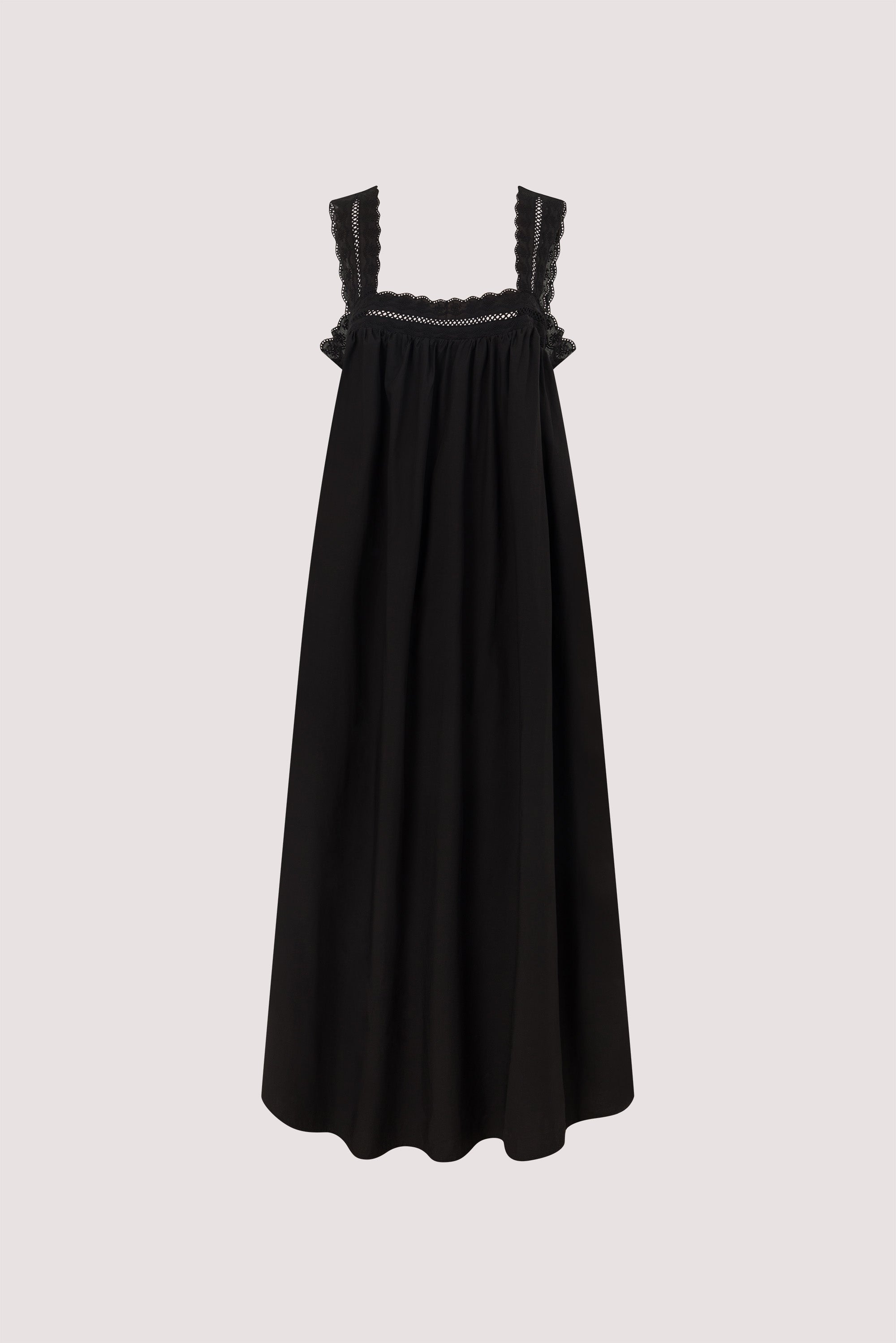 MIRANDA BLACK LACE TRIM MIDI DRESS