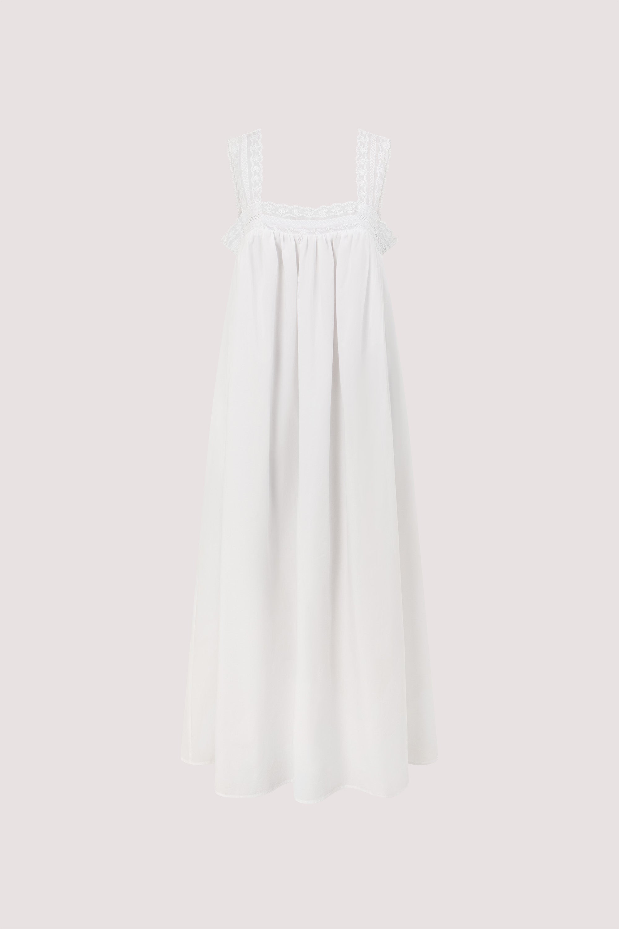 MIRANDA WHITE LACE TRIM MIDI DRESS