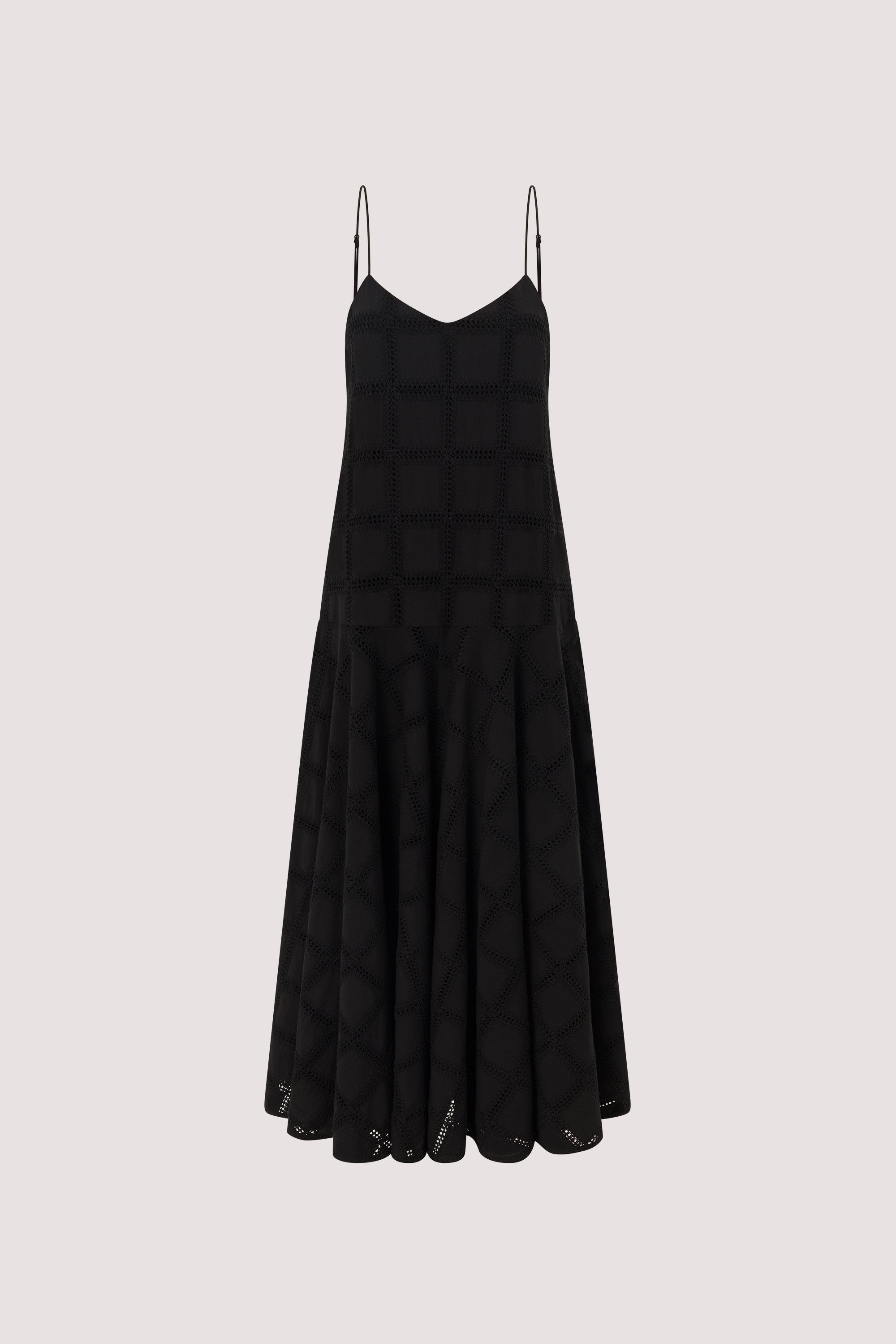 ANNIKA BLACK COTTON MIDI DRESS