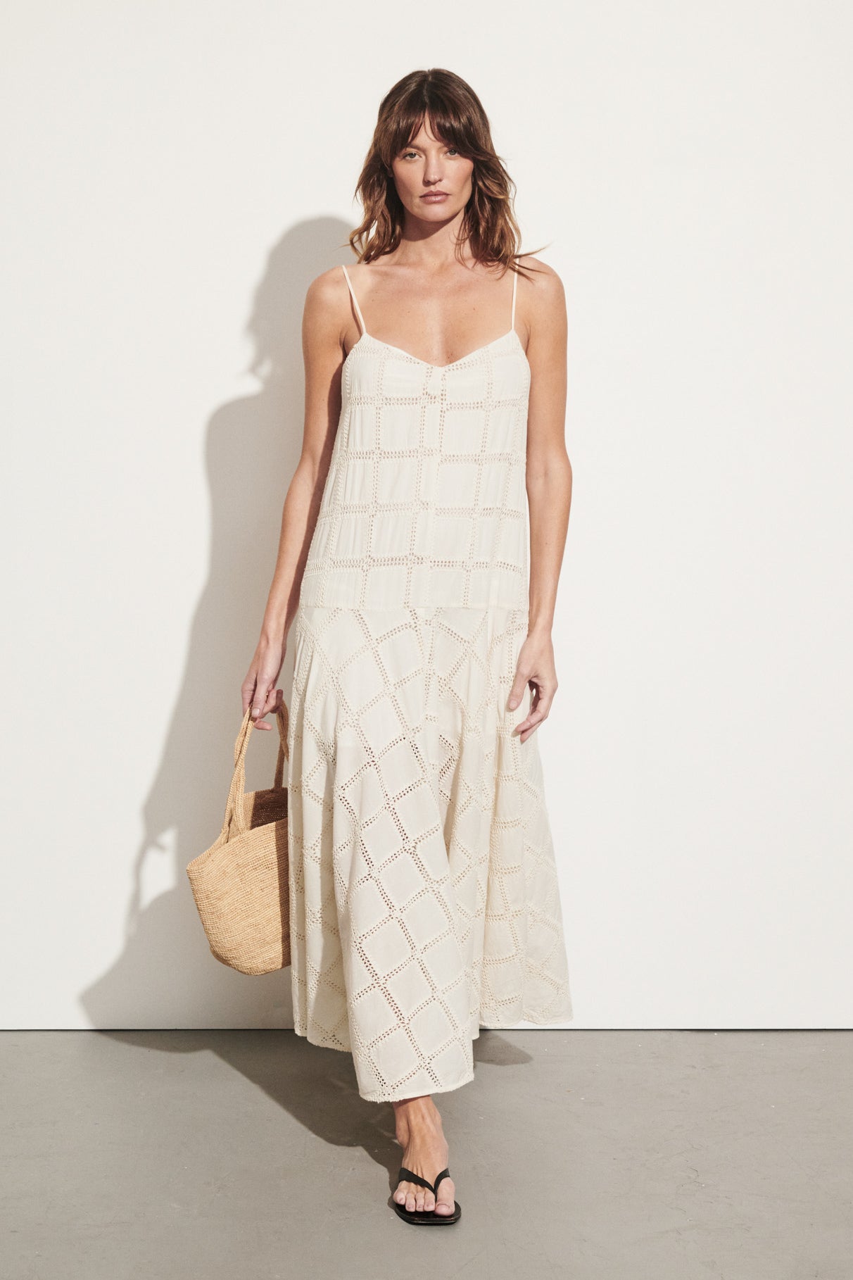 ANNIKA CREAM COTTON MIDI DRESS