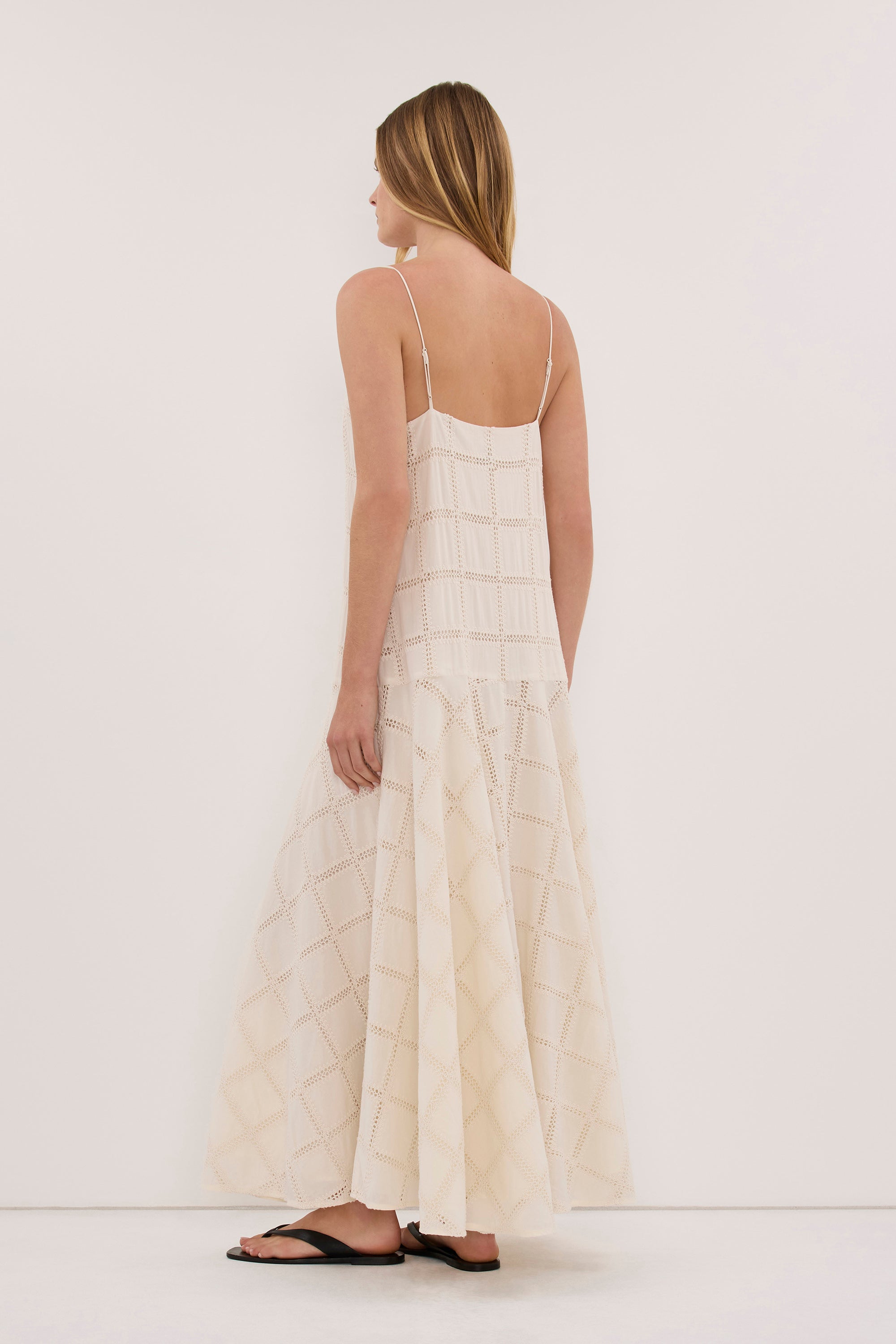 ANNIKA CREAM COTTON MIDI DRESS