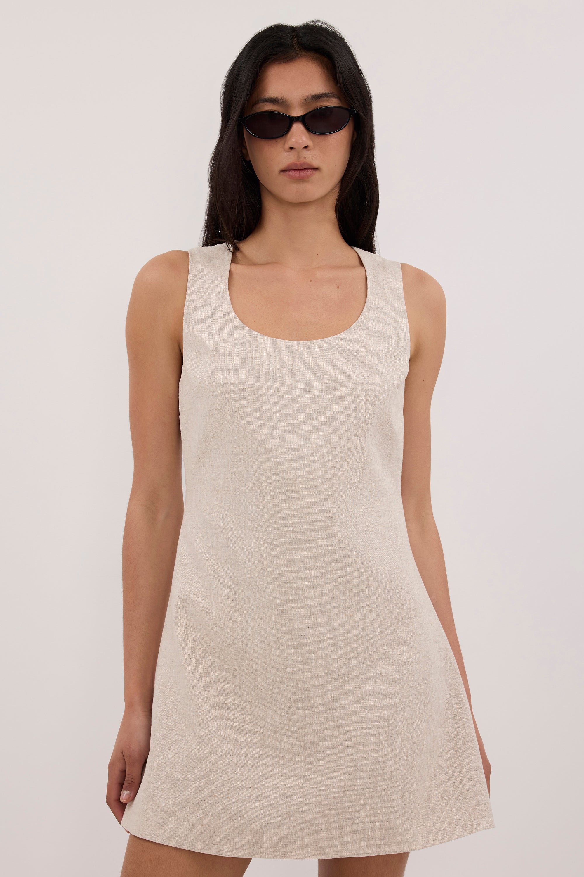 AURELI NATURAL LINEN MINI DRESS