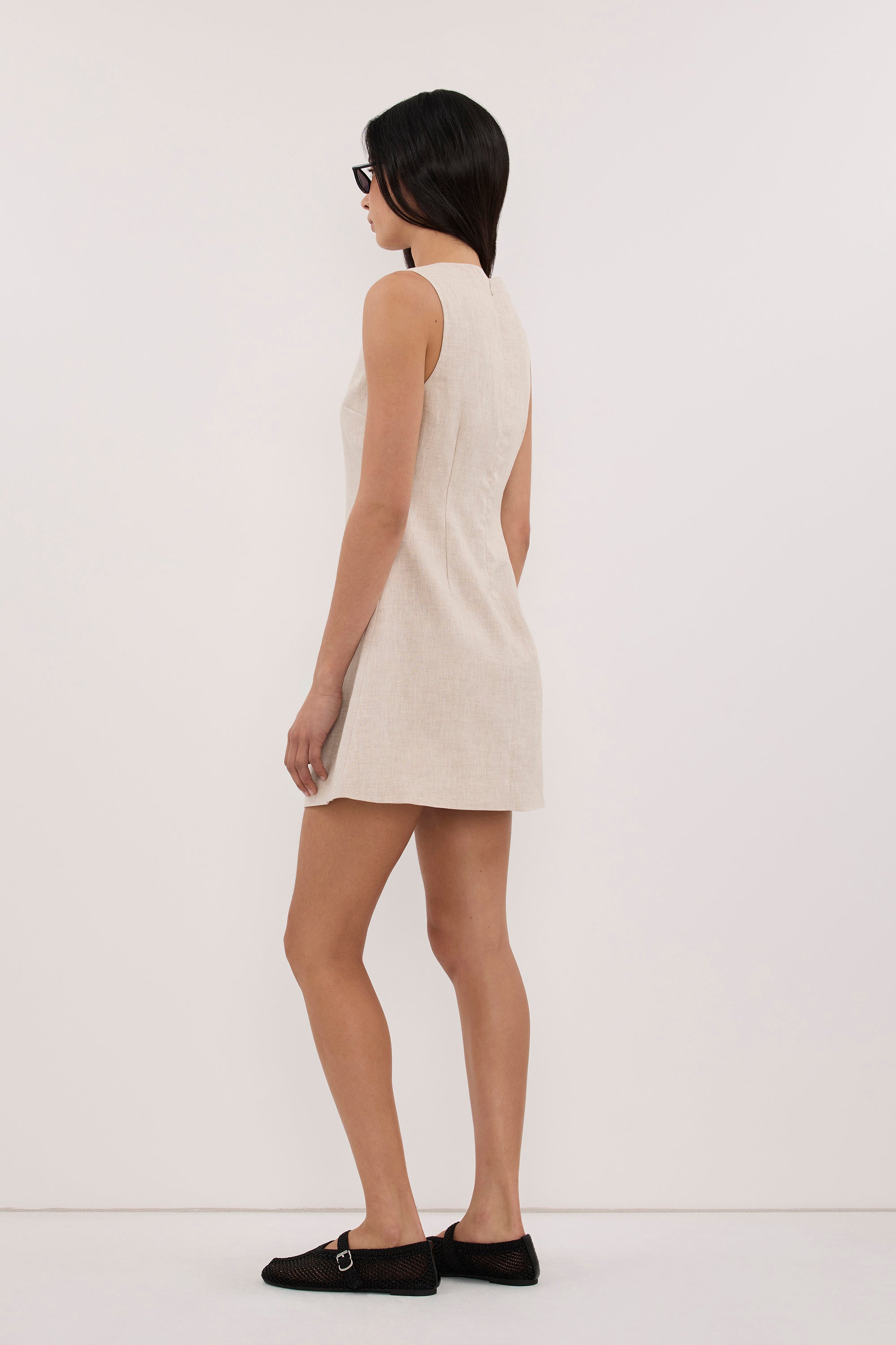 AURELI NATURAL LINEN MINI DRESS