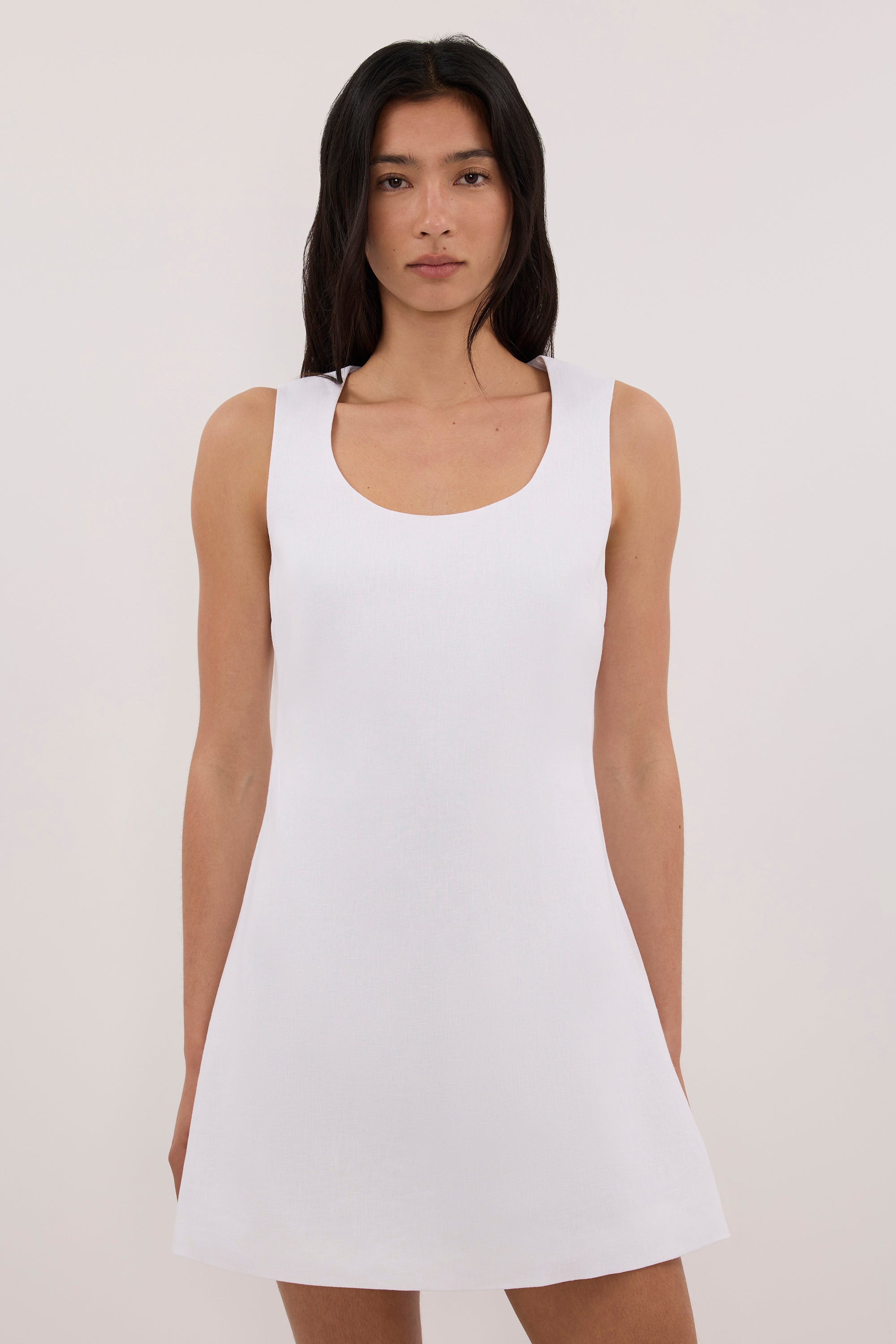 AURELI WHITE LINEN MINI DRESS