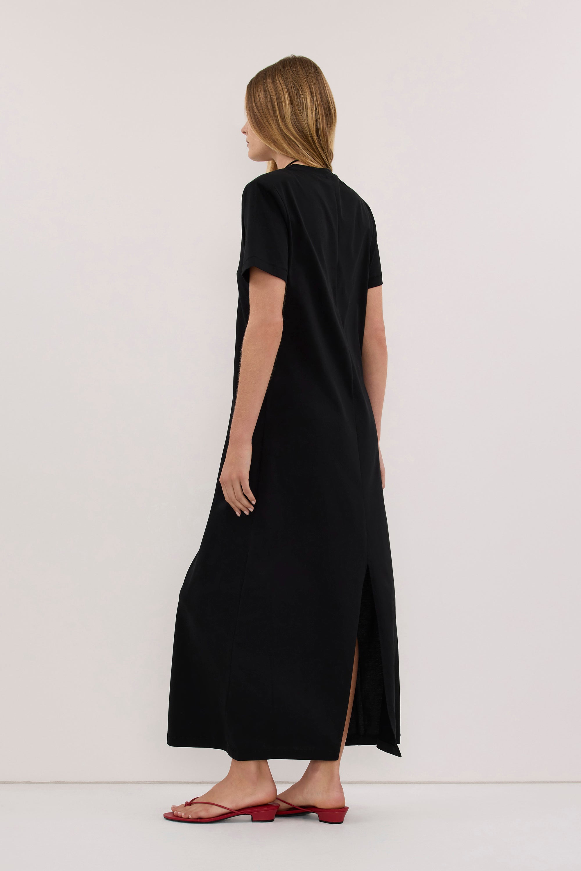 DARCY BLACK SHOULDER PAD MAXI DRESS