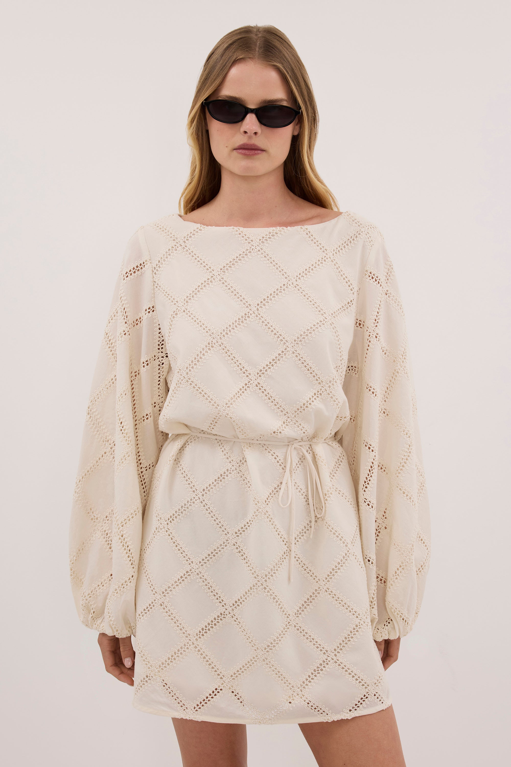 ANNIKA CREAM COTTON MINI DRESS