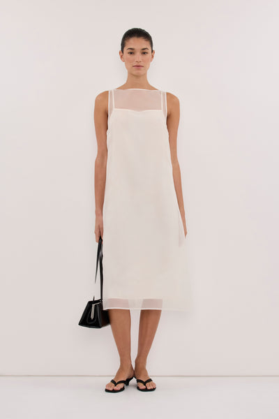 Aude wearing SIAN IVORY ORGANZA MIDI DRESS - PRE ORDER