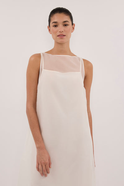 Aude wearing SIAN IVORY SILK ORGANZA MIDI DRESS