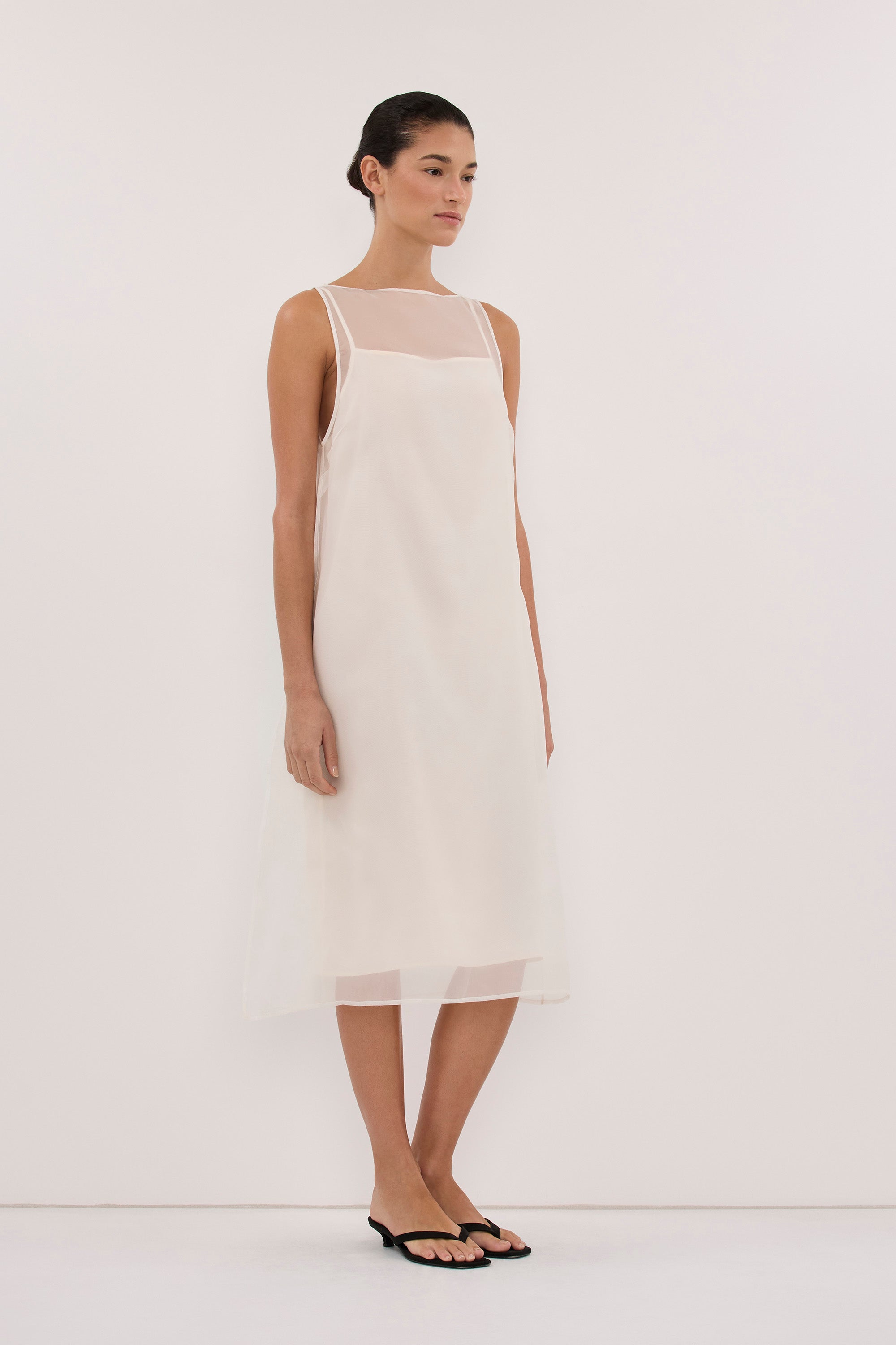 SIAN IVORY ORGANZA MIDI DRESS - PRE ORDER