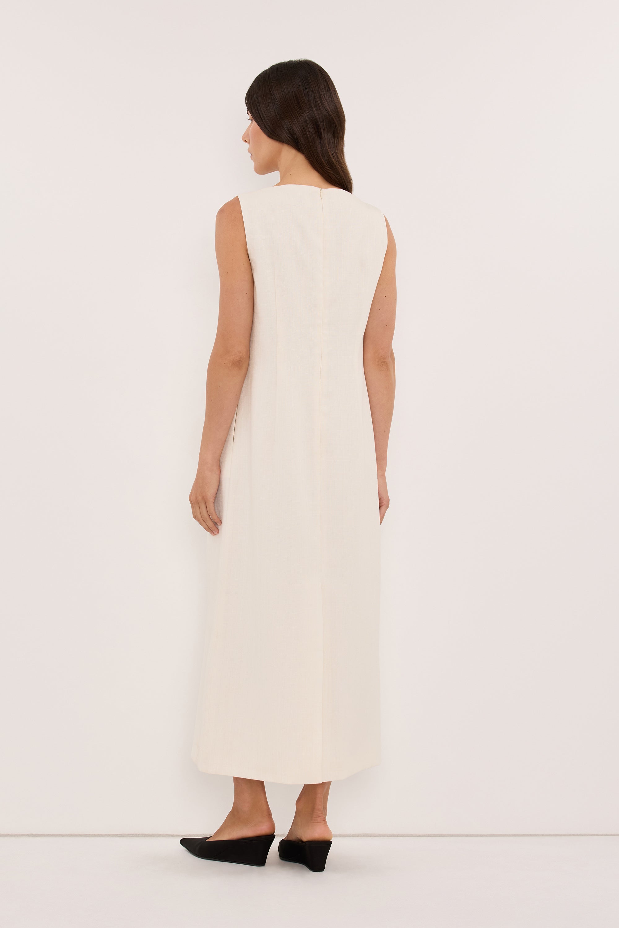 RUNA IVORY BOAT NECK MIDI DRESS