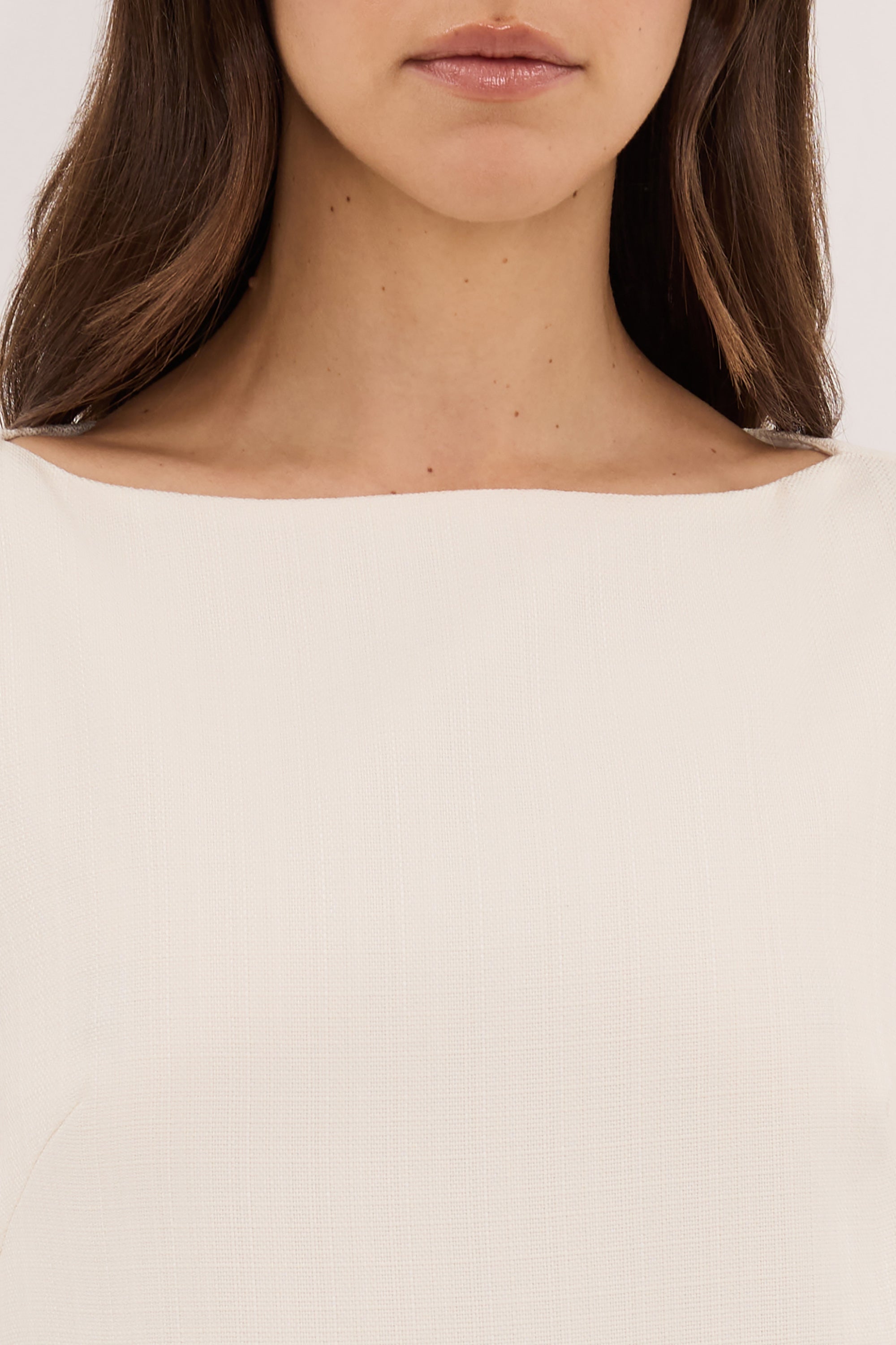 RUNA IVORY BOAT NECK MIDI DRESS
