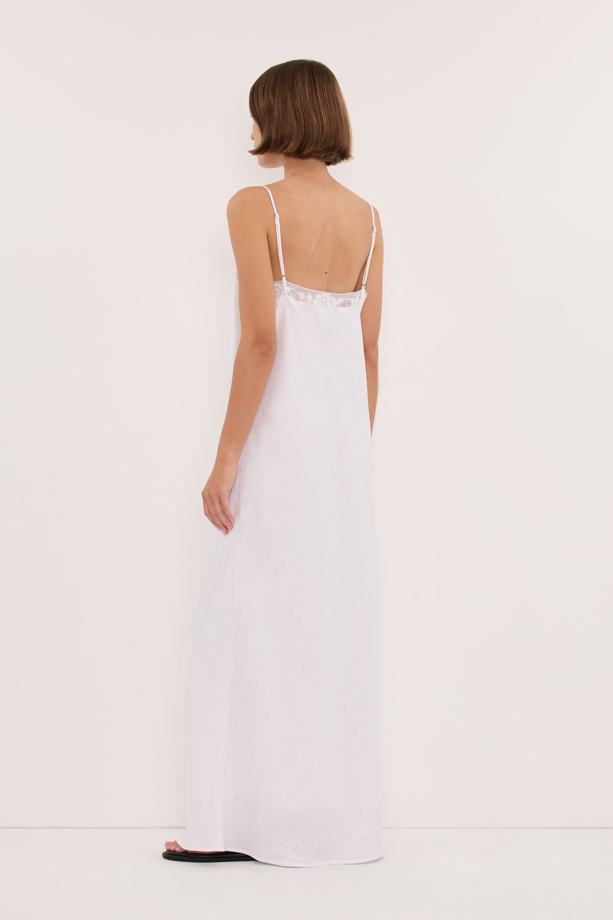 ROSEMARY WHITE LINEN MIDI DRESS