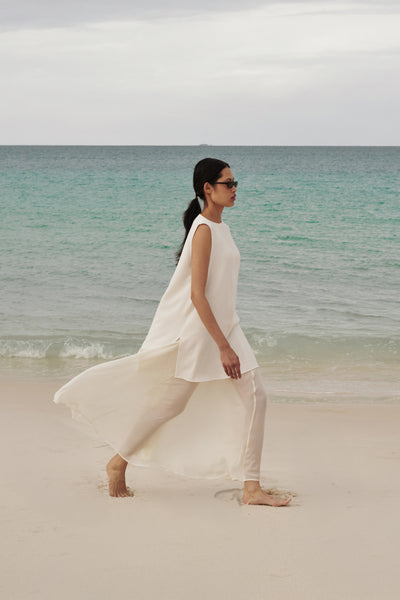 Ploy wearing KAELIN IVORY HYBRID MIDI DRESS - PRE ORDER