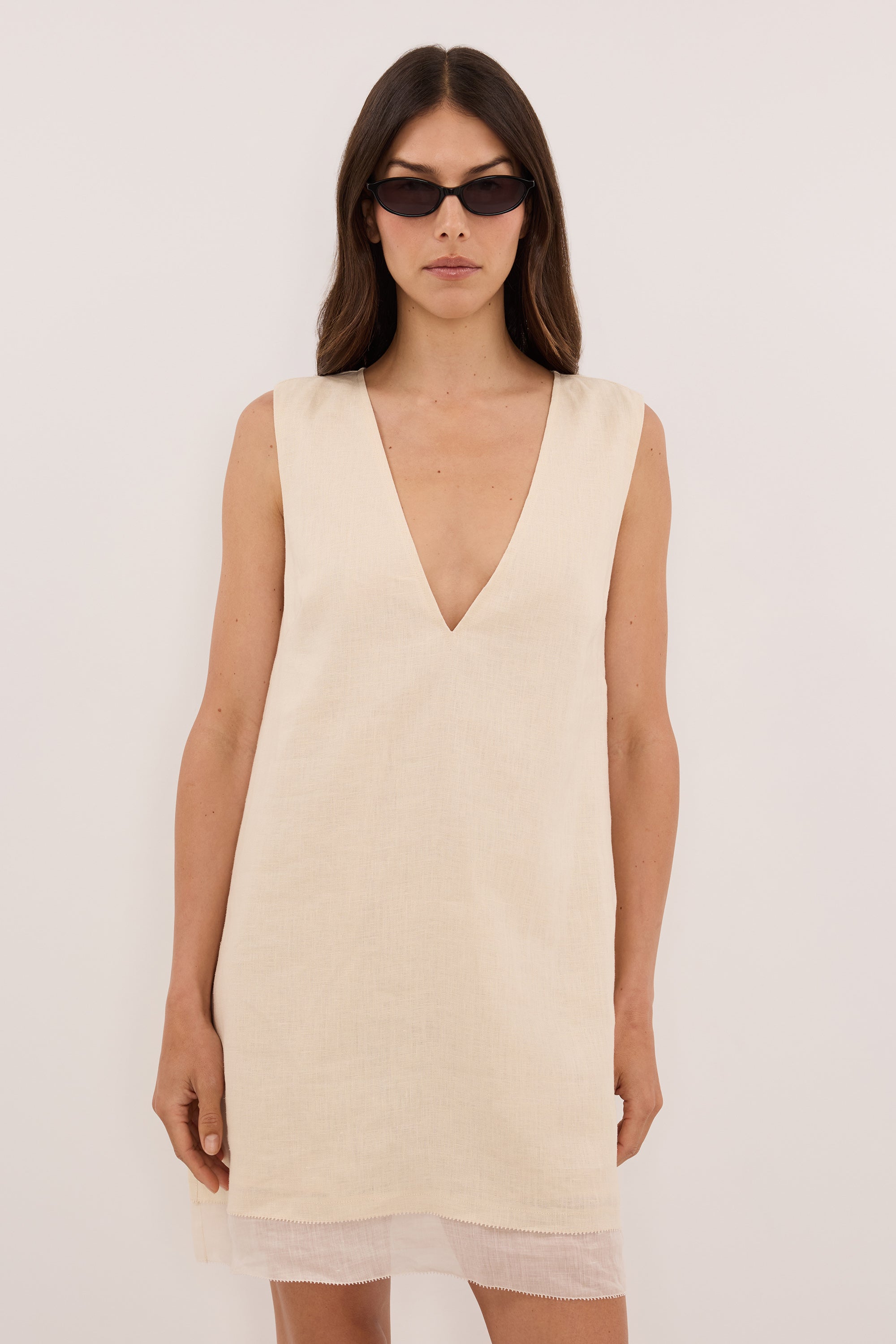 ZENA CREAM LINEN MINI DRESS - PRE ORDER
