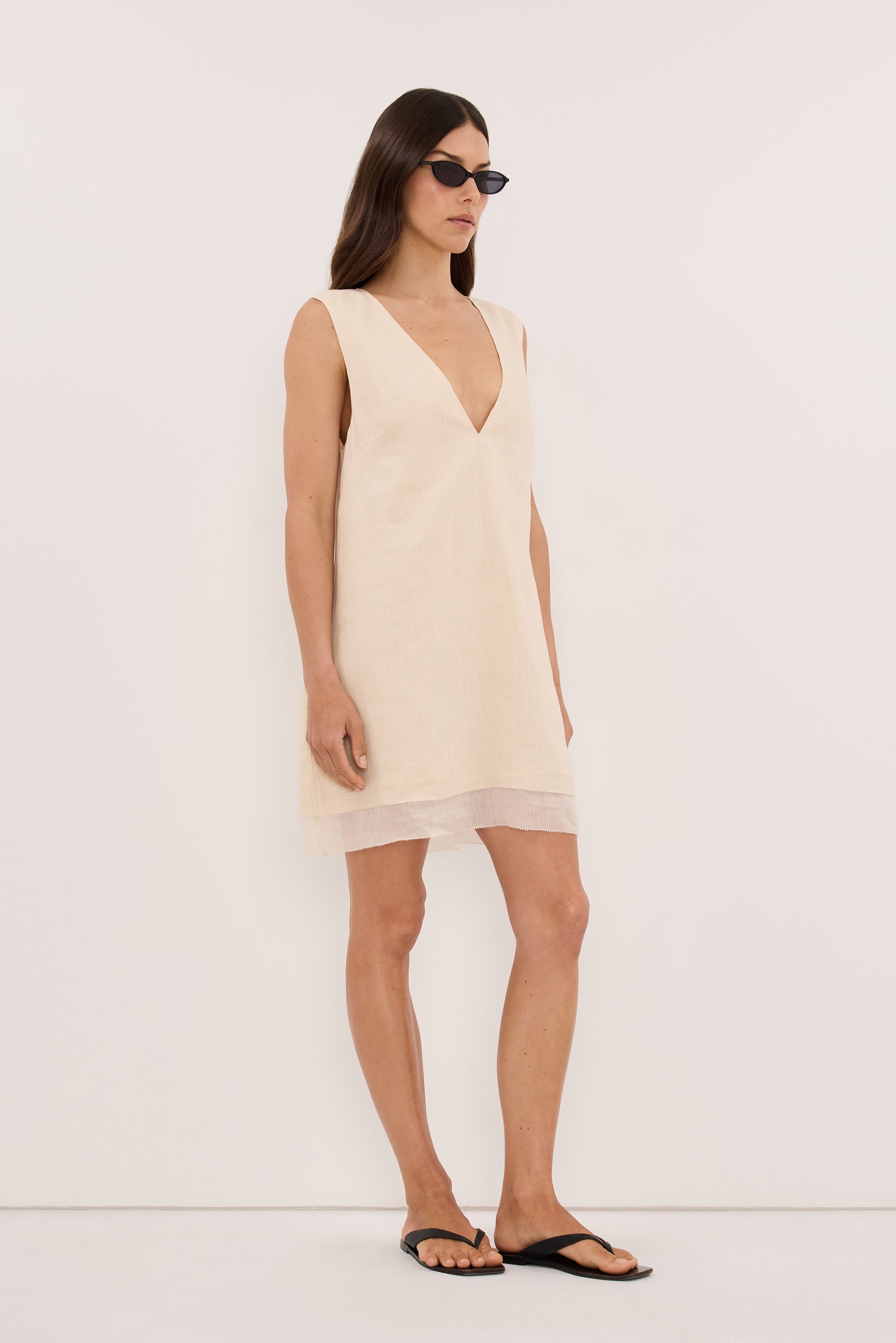 ZENA CREAM LINEN MINI DRESS - PRE ORDER