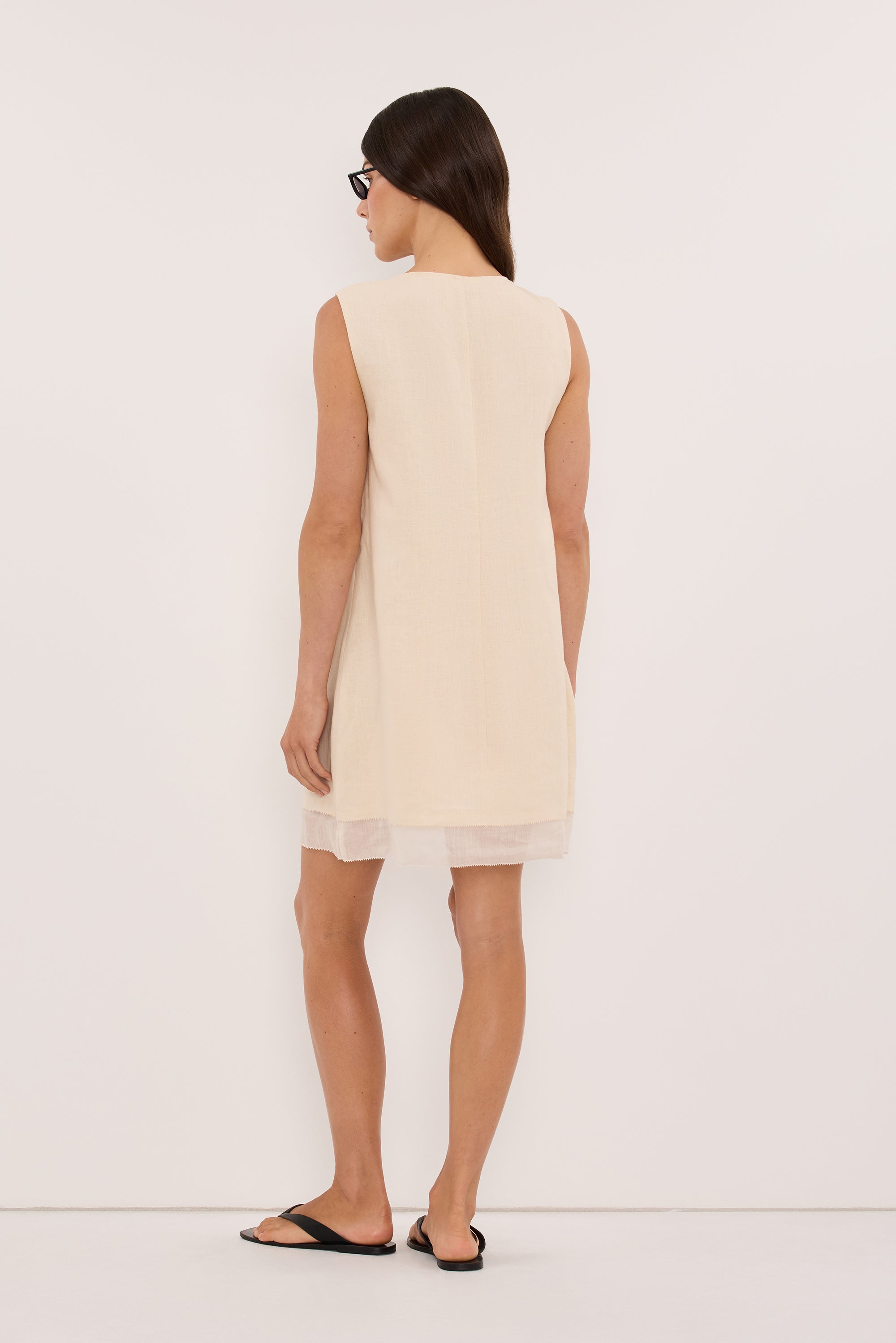 ZENA CREAM LINEN MINI DRESS - PRE ORDER