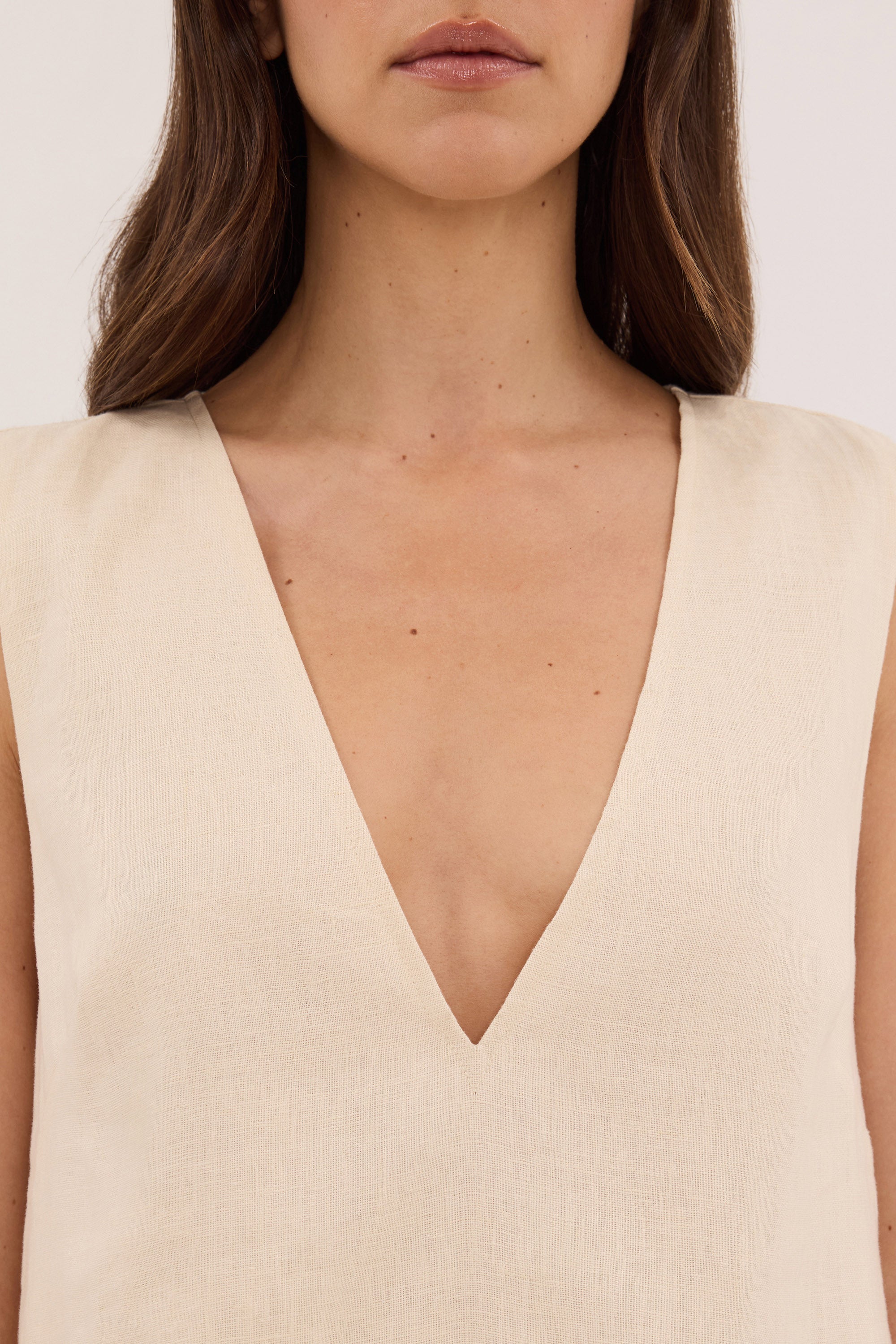 ZENA CREAM LINEN MINI DRESS - PRE ORDER