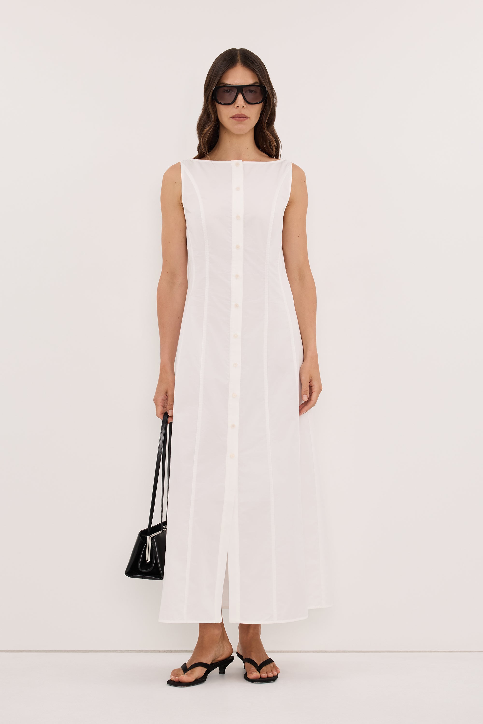 SCOTTIE WHITE COTTON MIDI DRESS - PRE ORDER