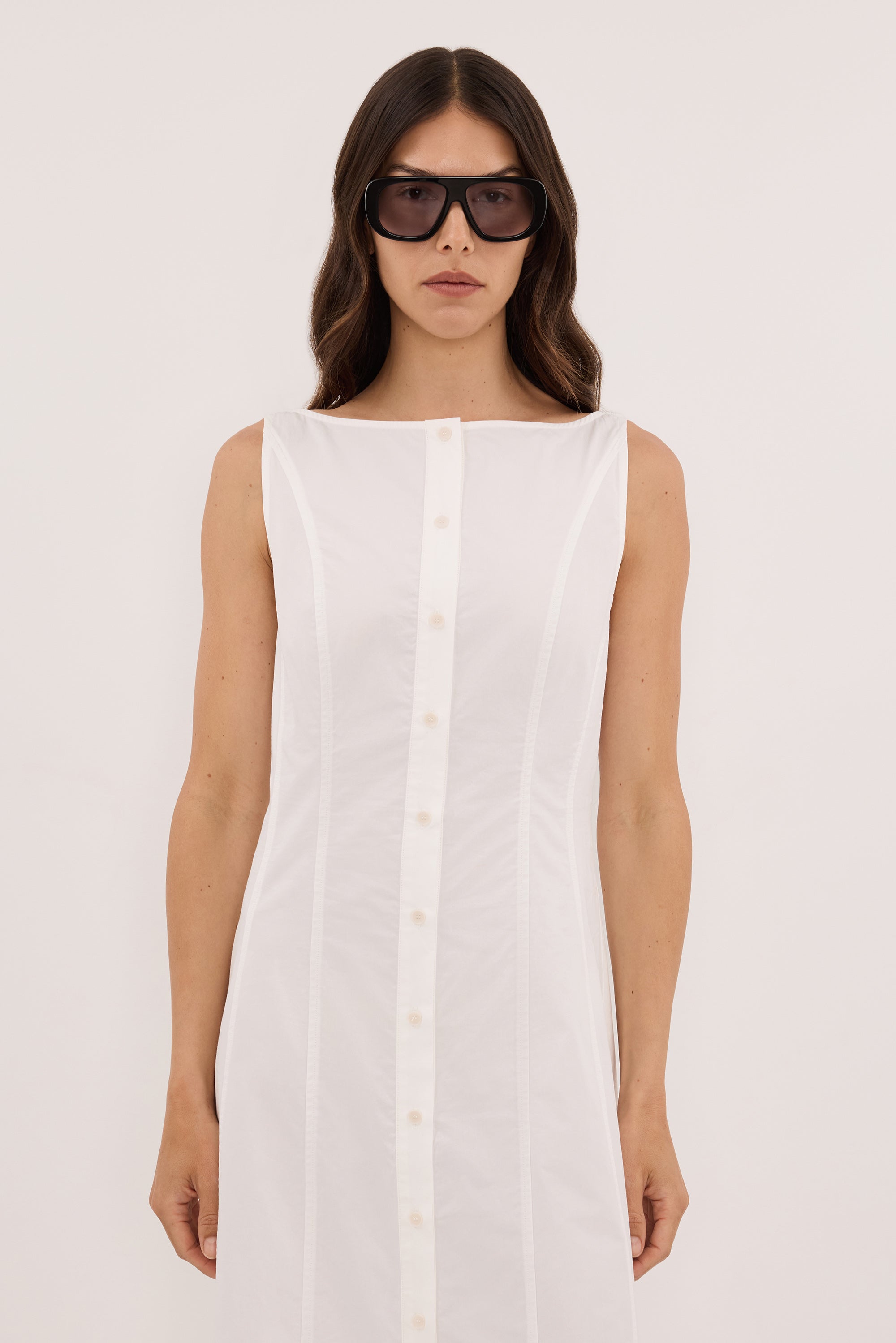 SCOTTIE WHITE COTTON MIDI DRESS - PRE ORDER