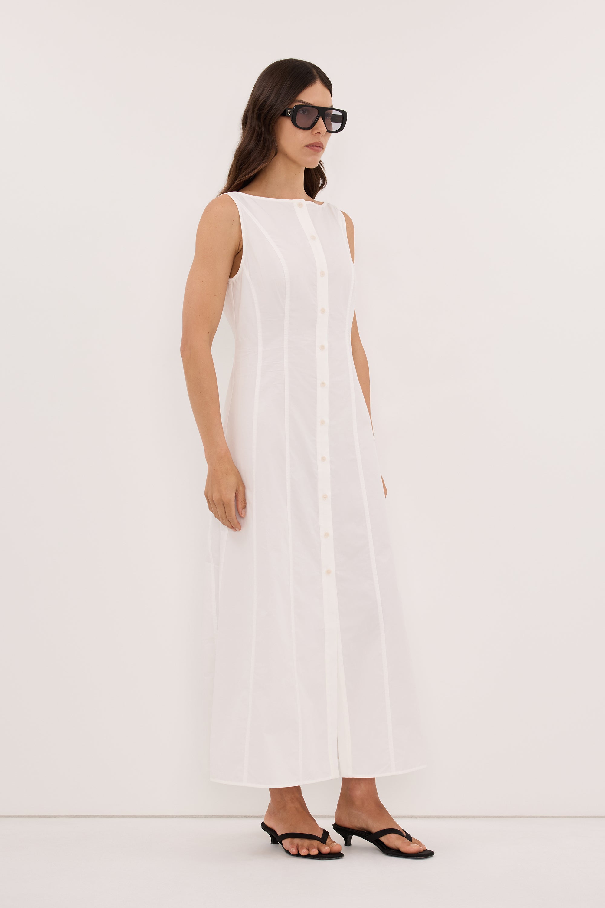 SCOTTIE WHITE COTTON MIDI DRESS - PRE ORDER