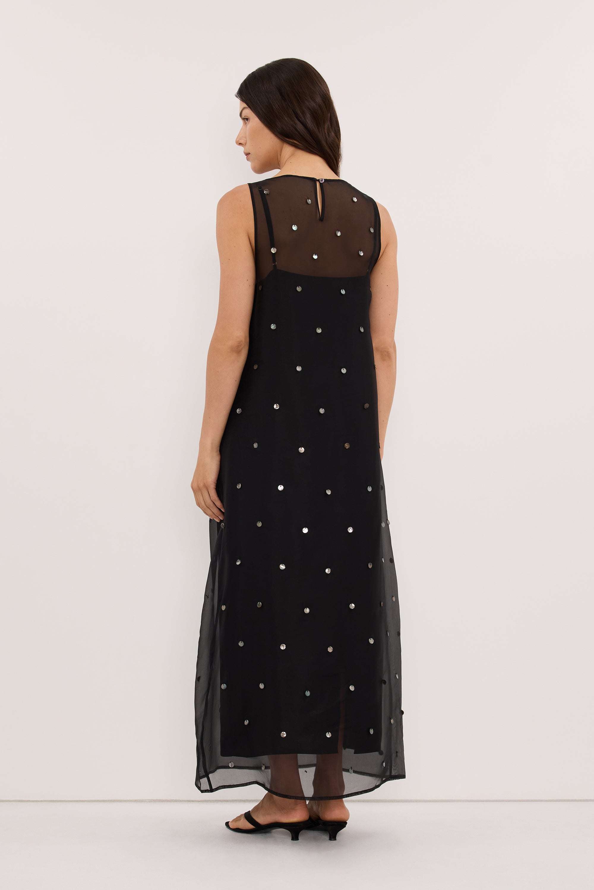 SOLEIL BLACK SILK ORGANZA MIDI DRESS - PRE ORDER
