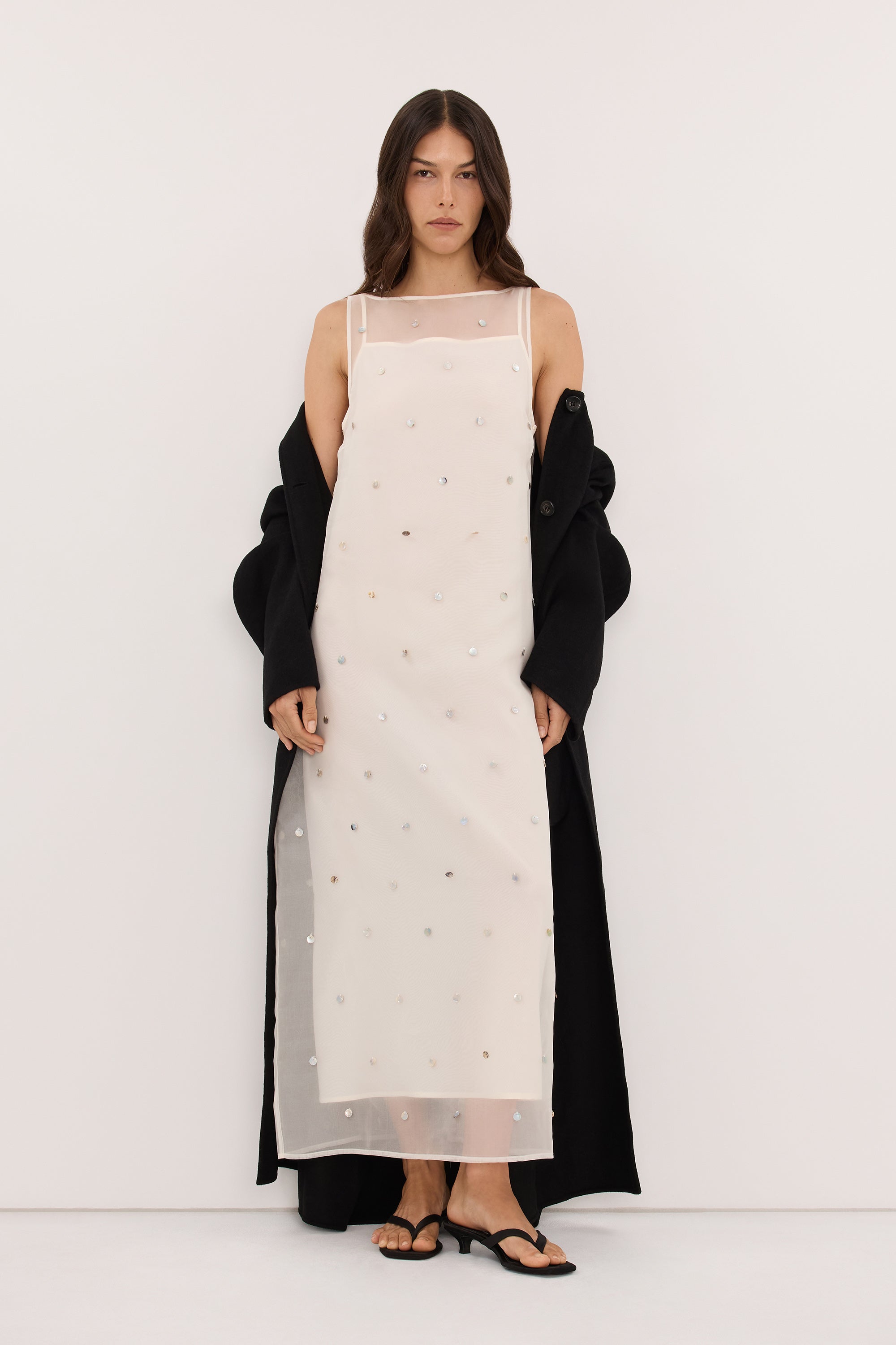 SOLEIL IVORY SILK ORGANZA MIDI DRESS - PRE ORDER